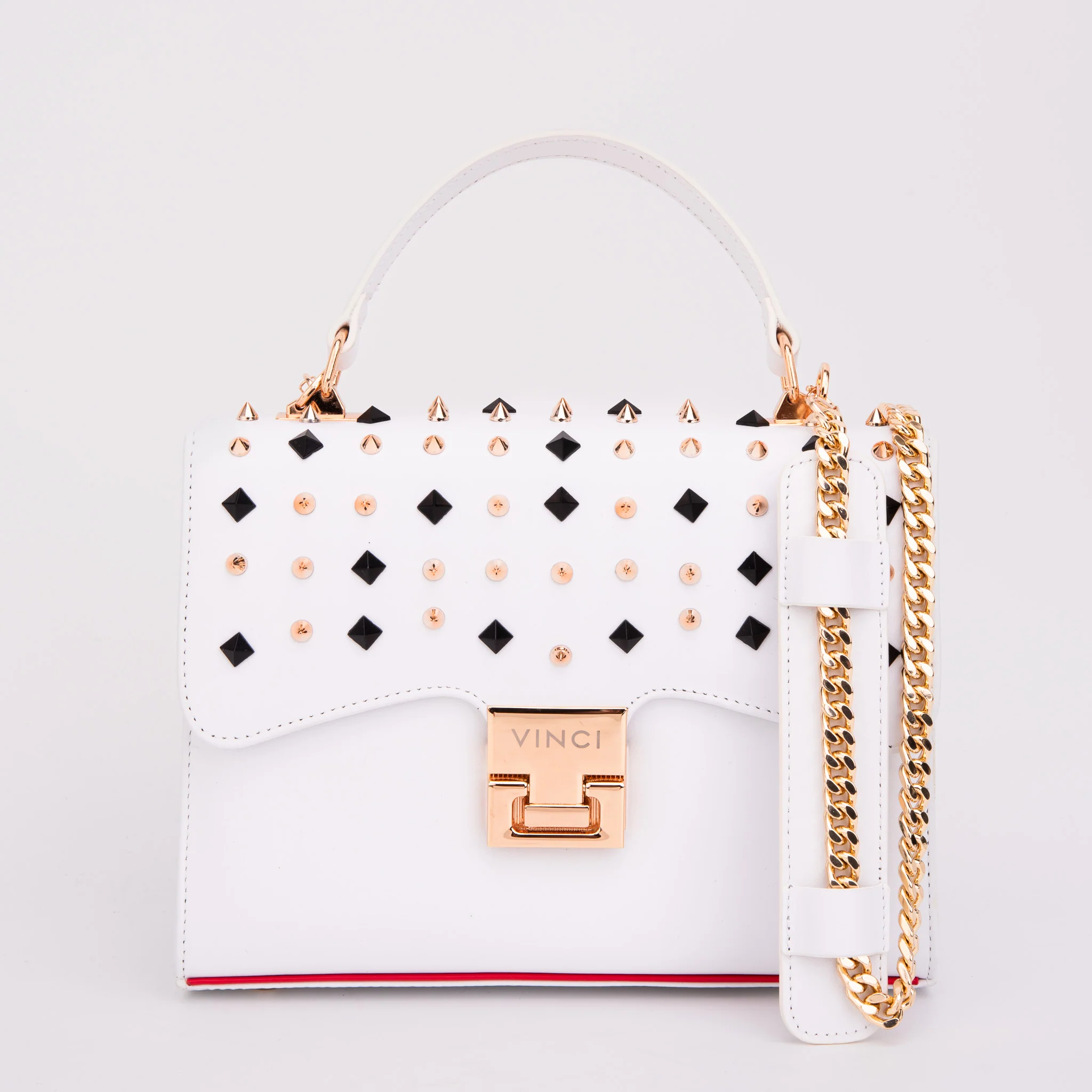 The Infanta White Spike Leather Handbag - Image 5