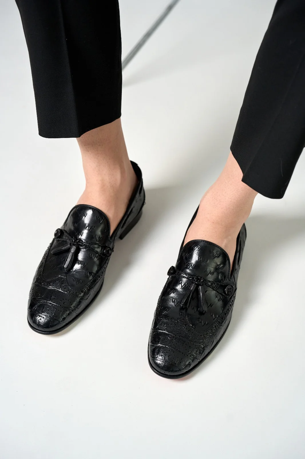 The Istanbul Black Leather Tassel Loafer Men Shoe - Image 13