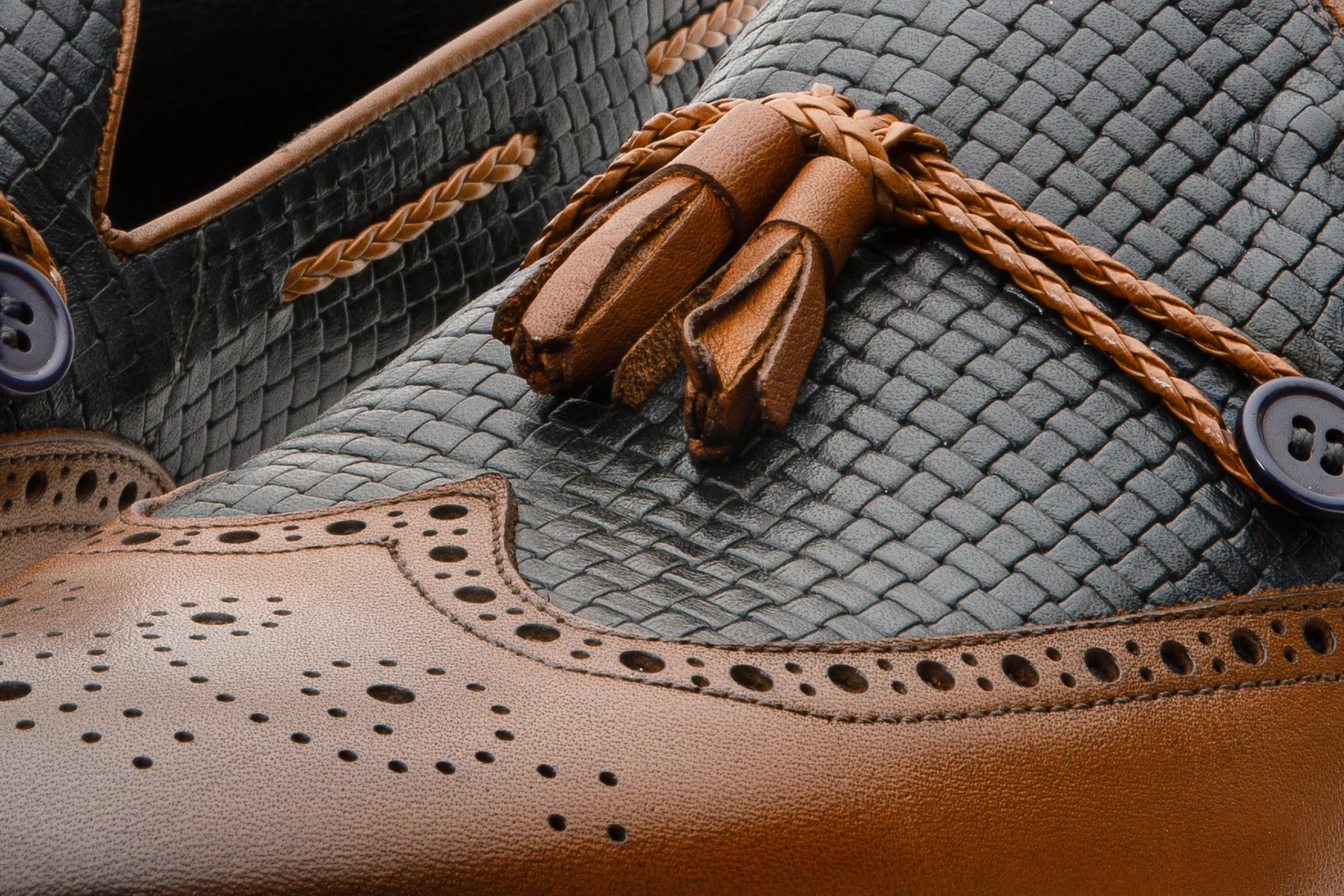 The Istanbul Tan & Navy Blue Leather Tassel Loafer Men Shoe - Image 5