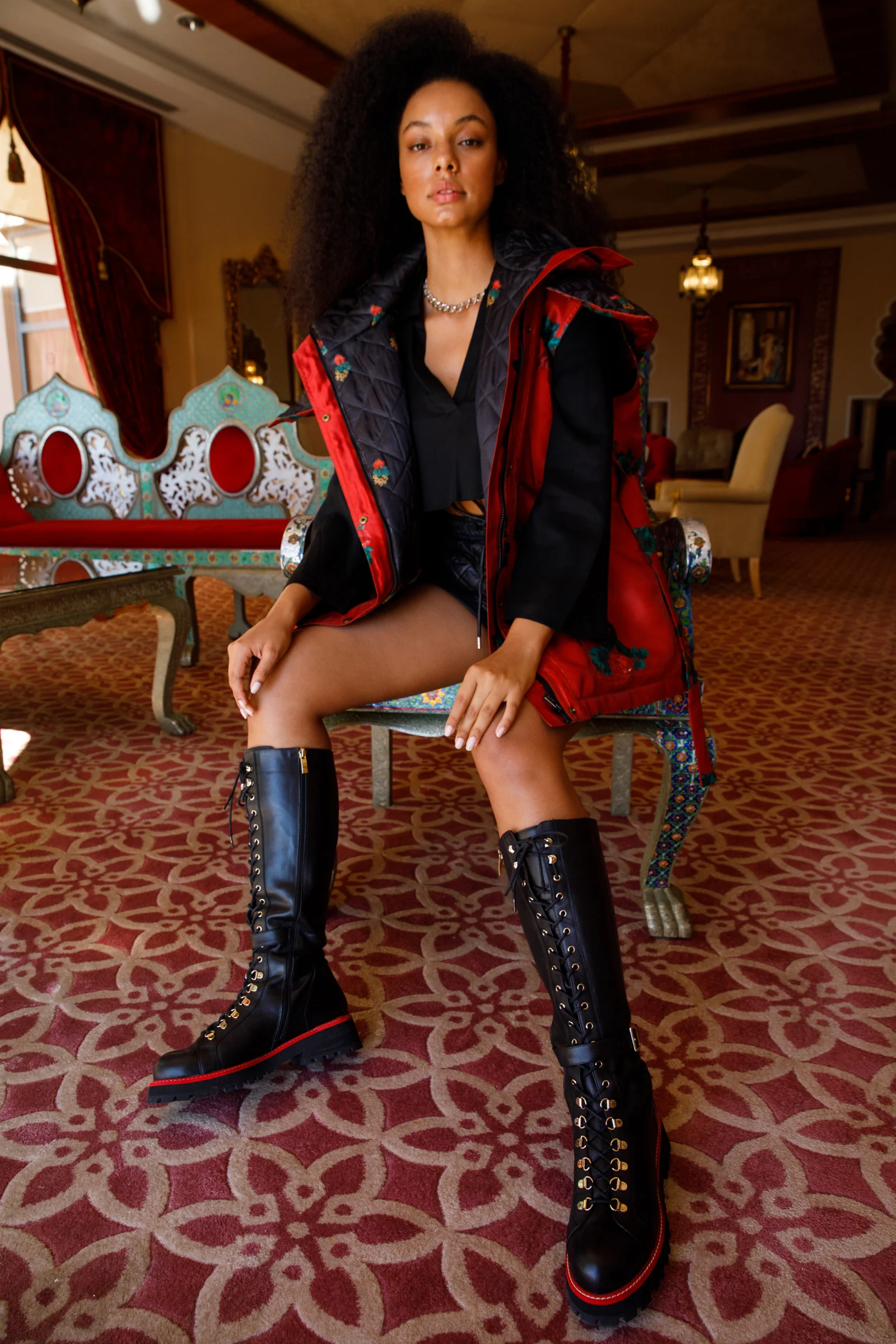 The Istinye Black Leather Knee High Lace-Up Women Boot Limited Edition - Image 14