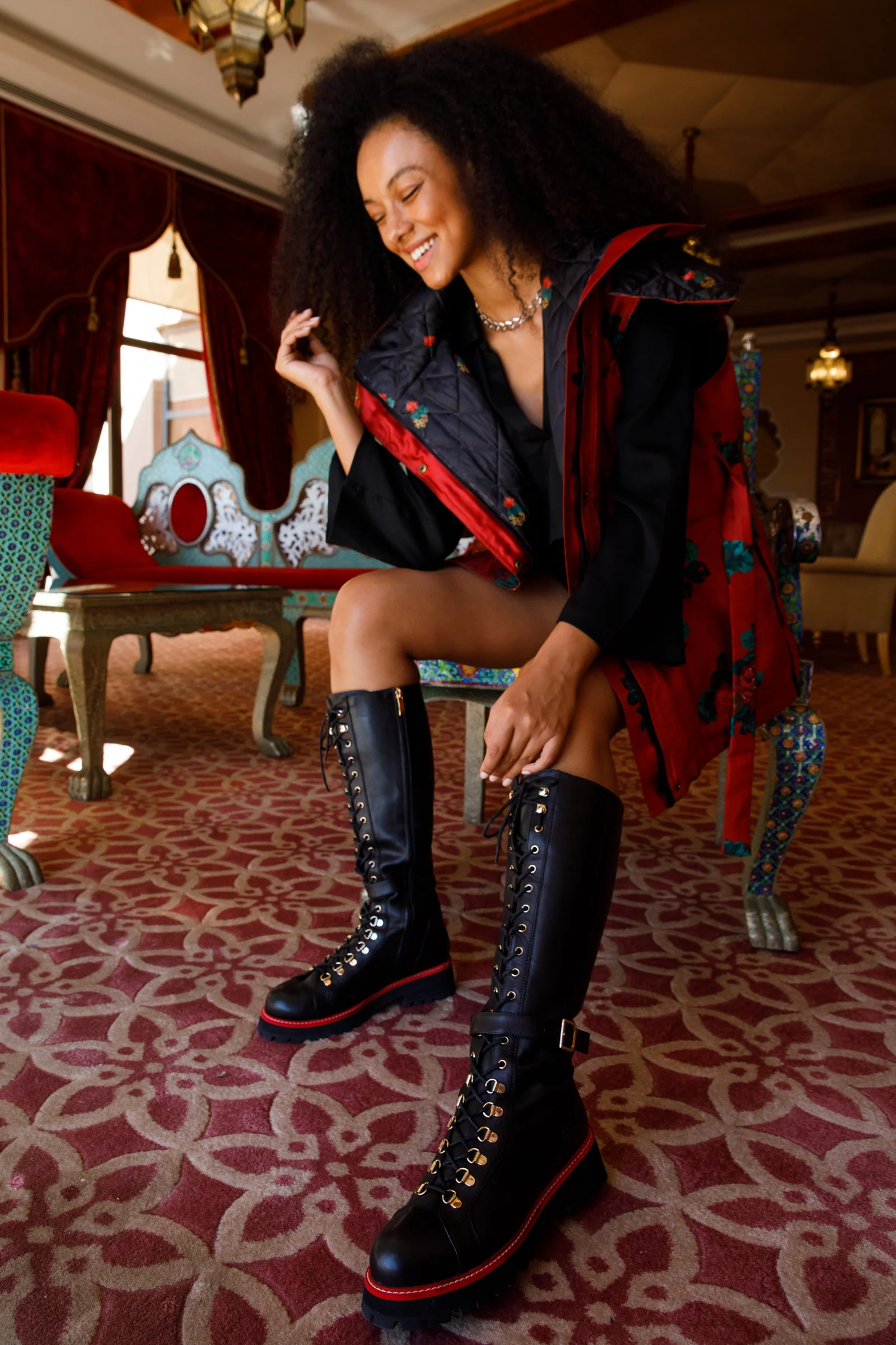 The Istinye Black Leather Knee High Lace-Up Women Boot Limited Edition - Image 17