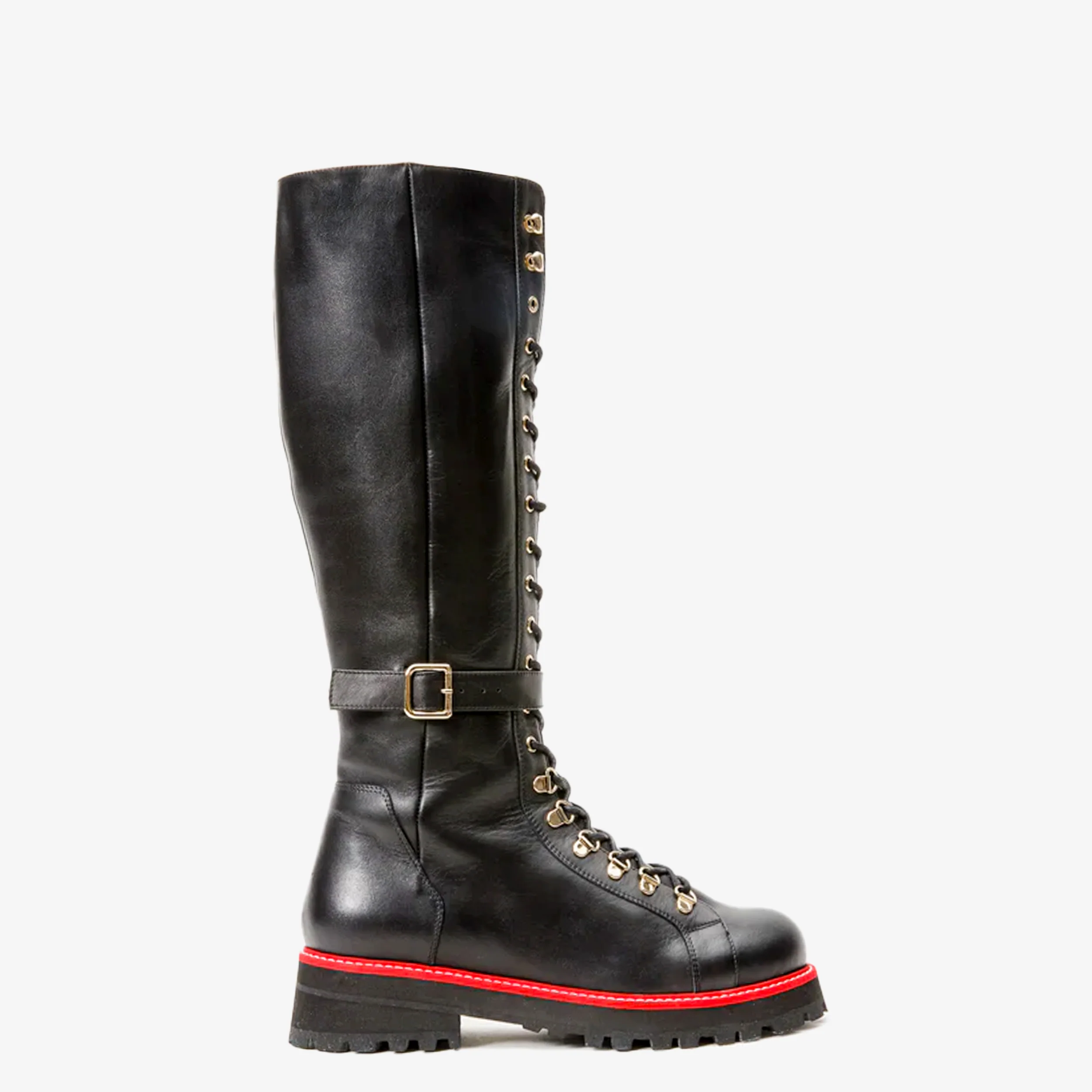The Istinye Black Leather Knee High Lace-Up Women Boot Limited Edition - Image 2