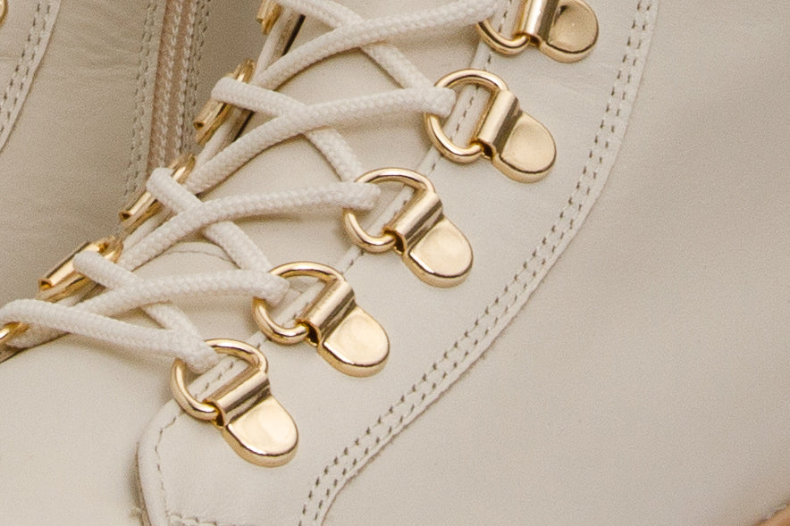The Istinye Cream Leather Knee High Lace-Up Women Boot Limited Edition - Image 5