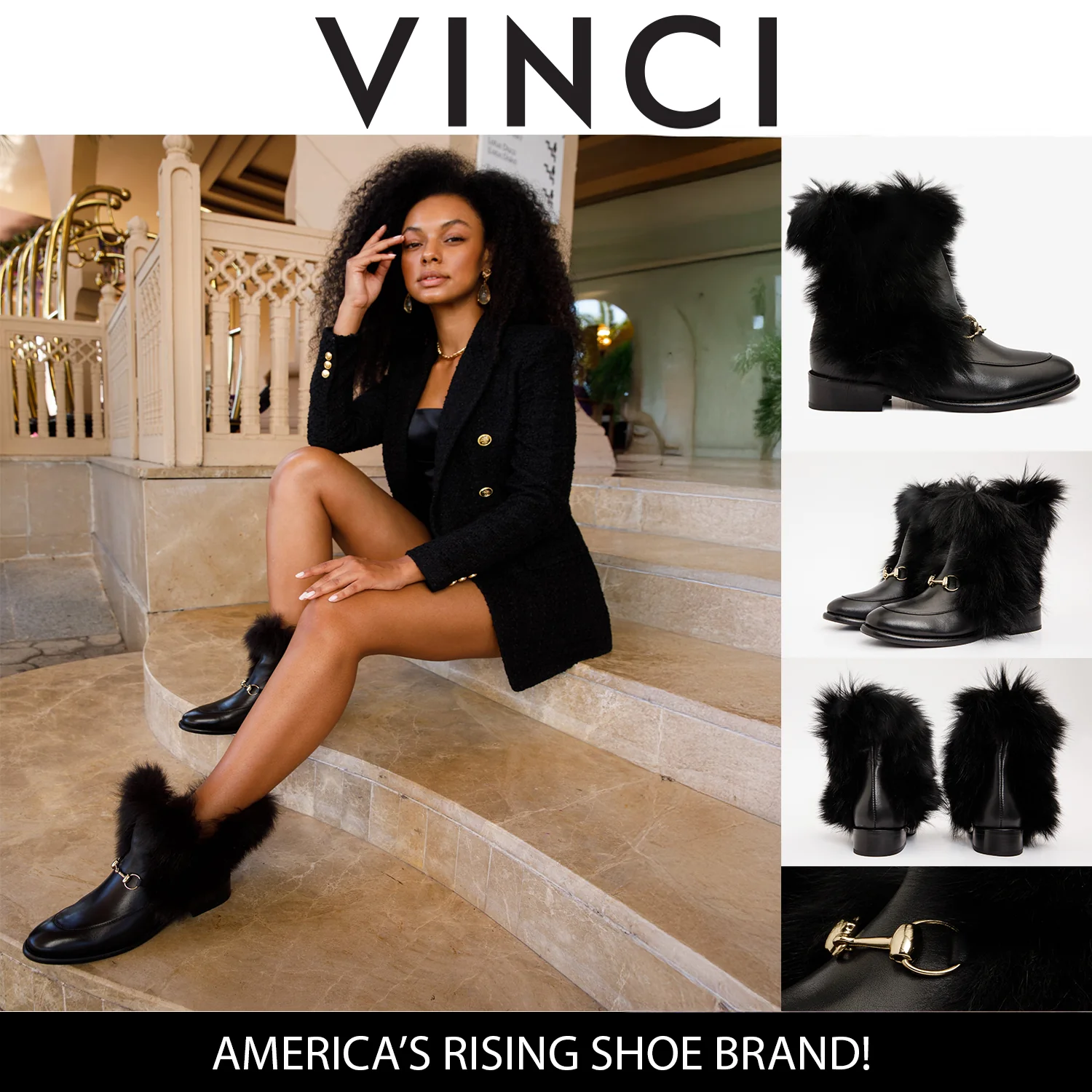 The Izmir Black Leather Natural Fur Mid Calf Women Boot - Image 10