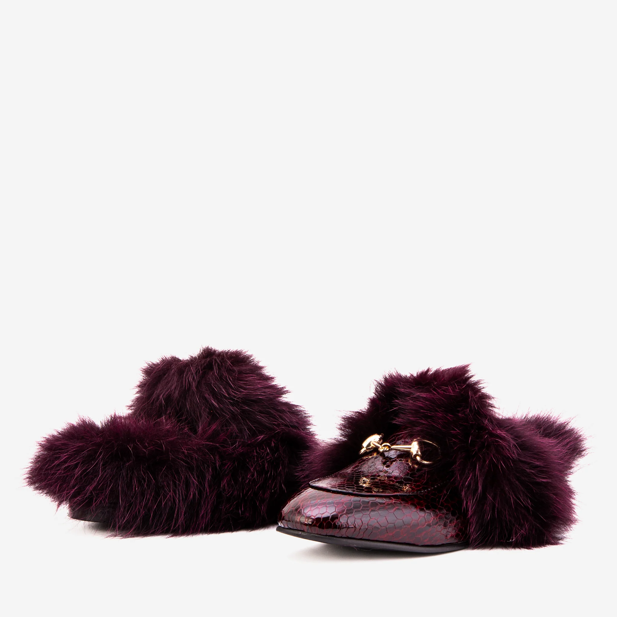 The Izmir Burgundy Patent Leather Natural Fur Women Slipper - Image 5