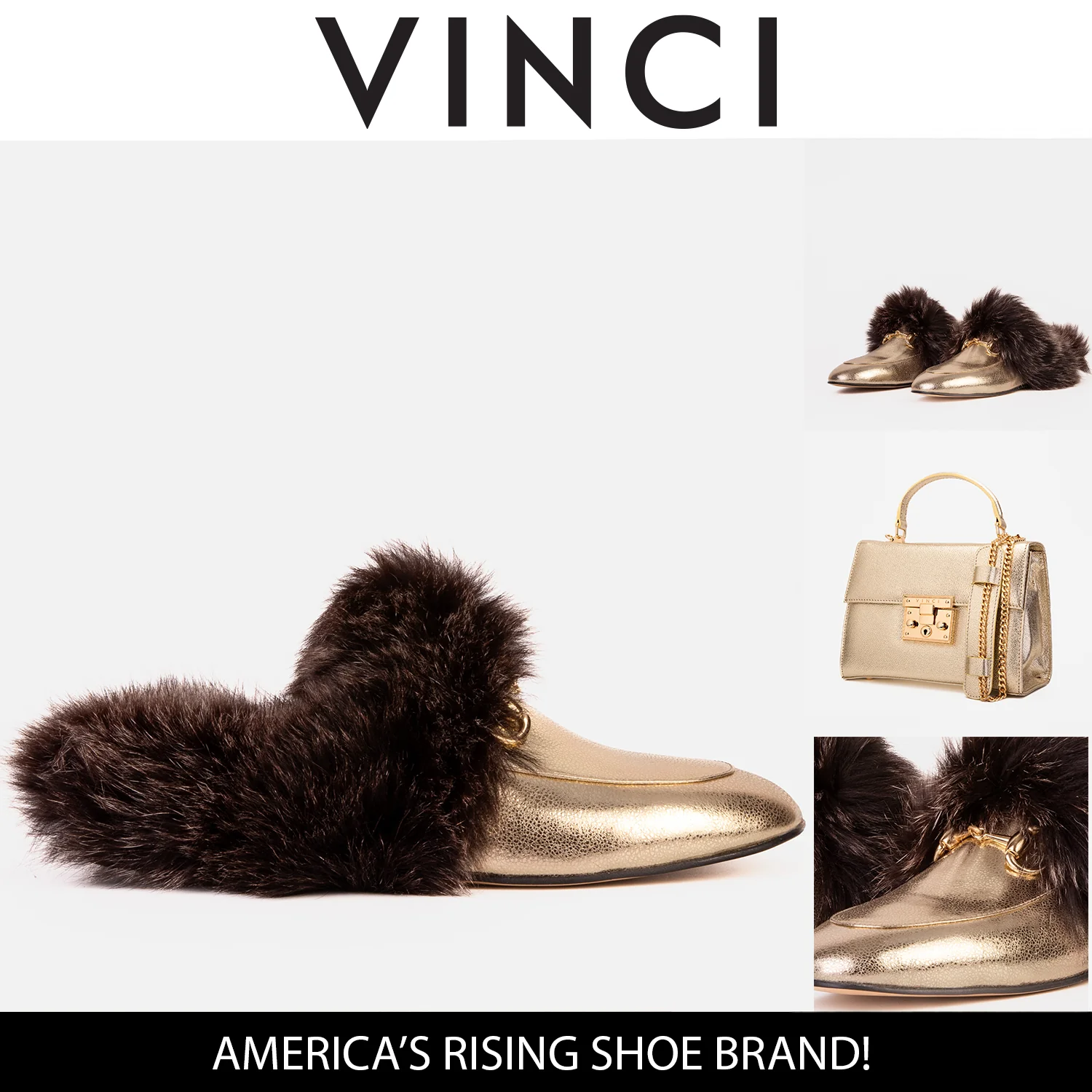 The Izmir Gold Leather Natural Fur Women Slipper - Image 4