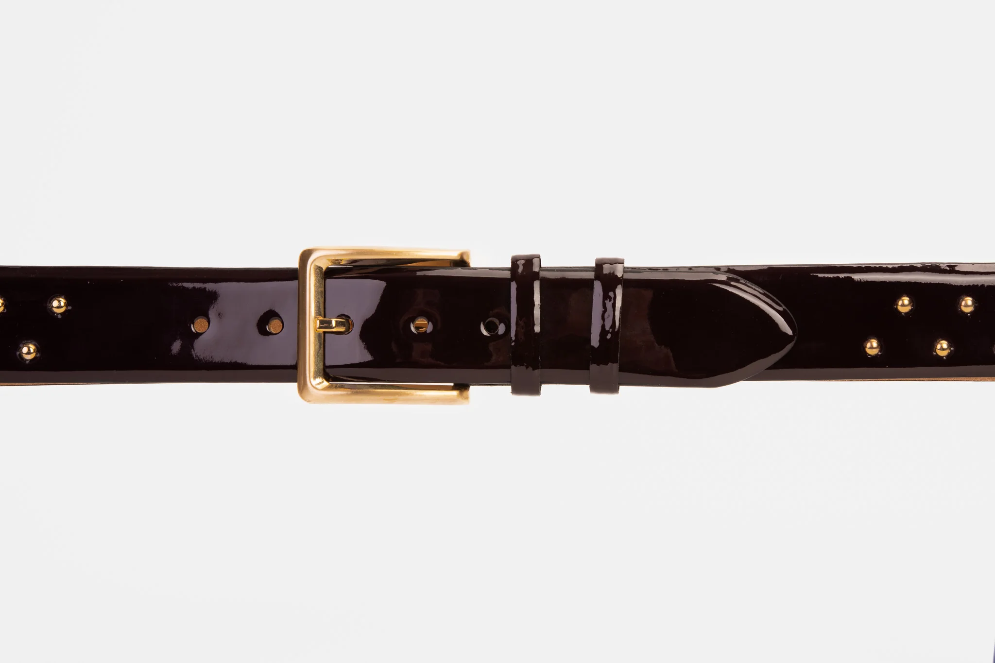 The Jupiter Burgundy Patent Leather Spike Leather Belt - Image 2