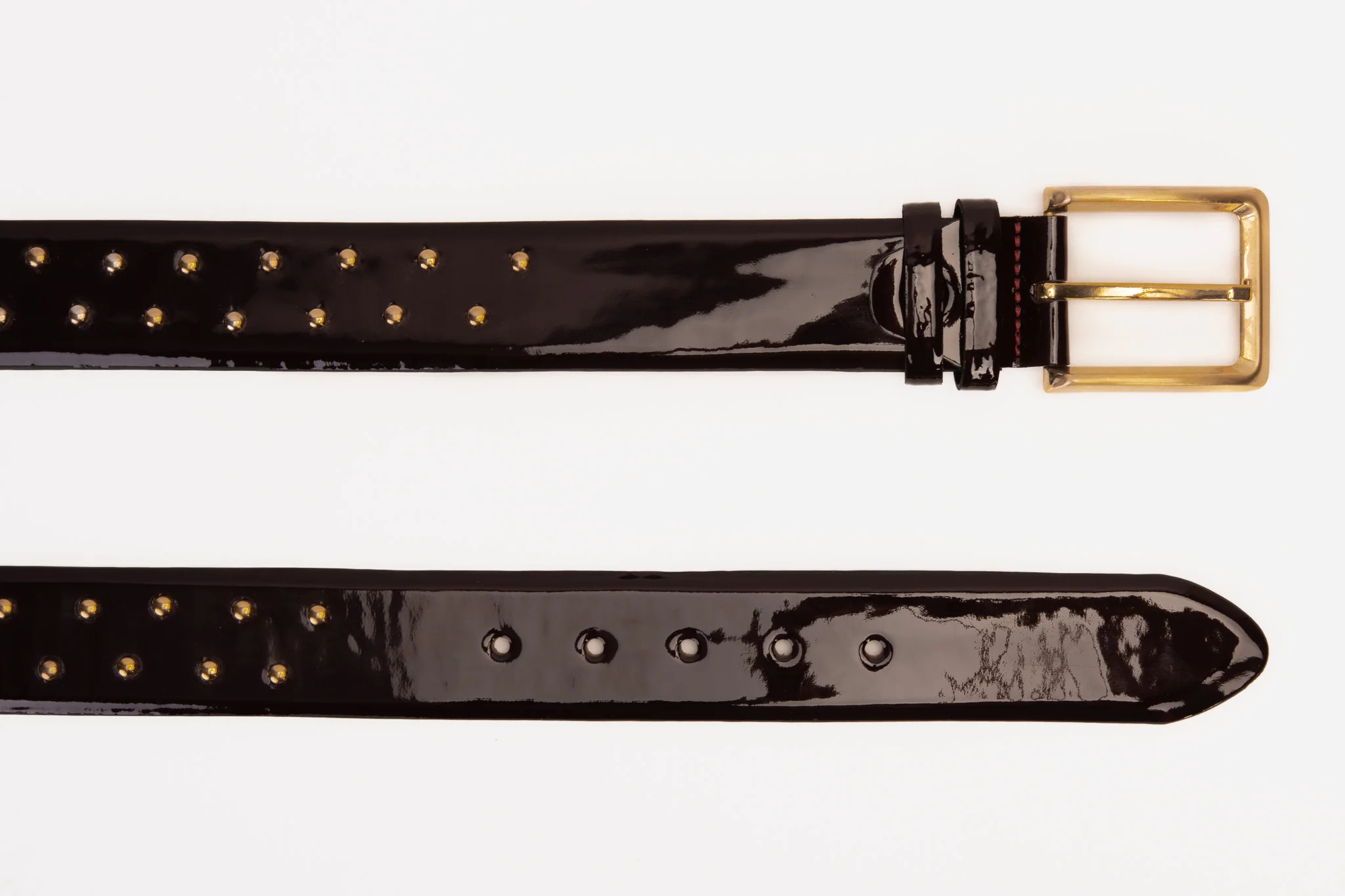 The Jupiter Burgundy Patent Leather Spike Leather Belt - Image 3
