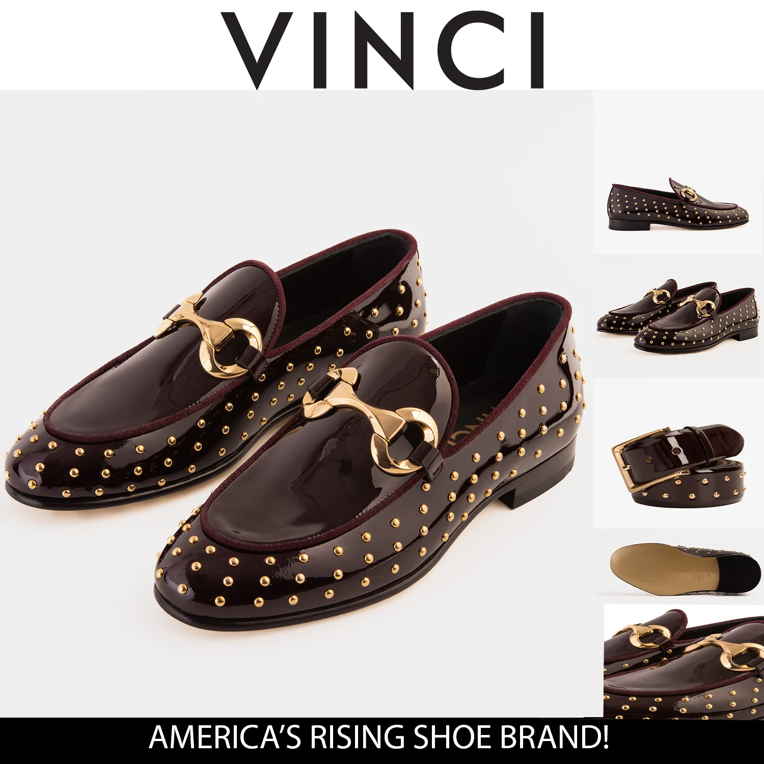 The Jupiter Shoe Burgundy Spike Leather Bit Dress Loafer Limited Edition Men Shoe - Image 6