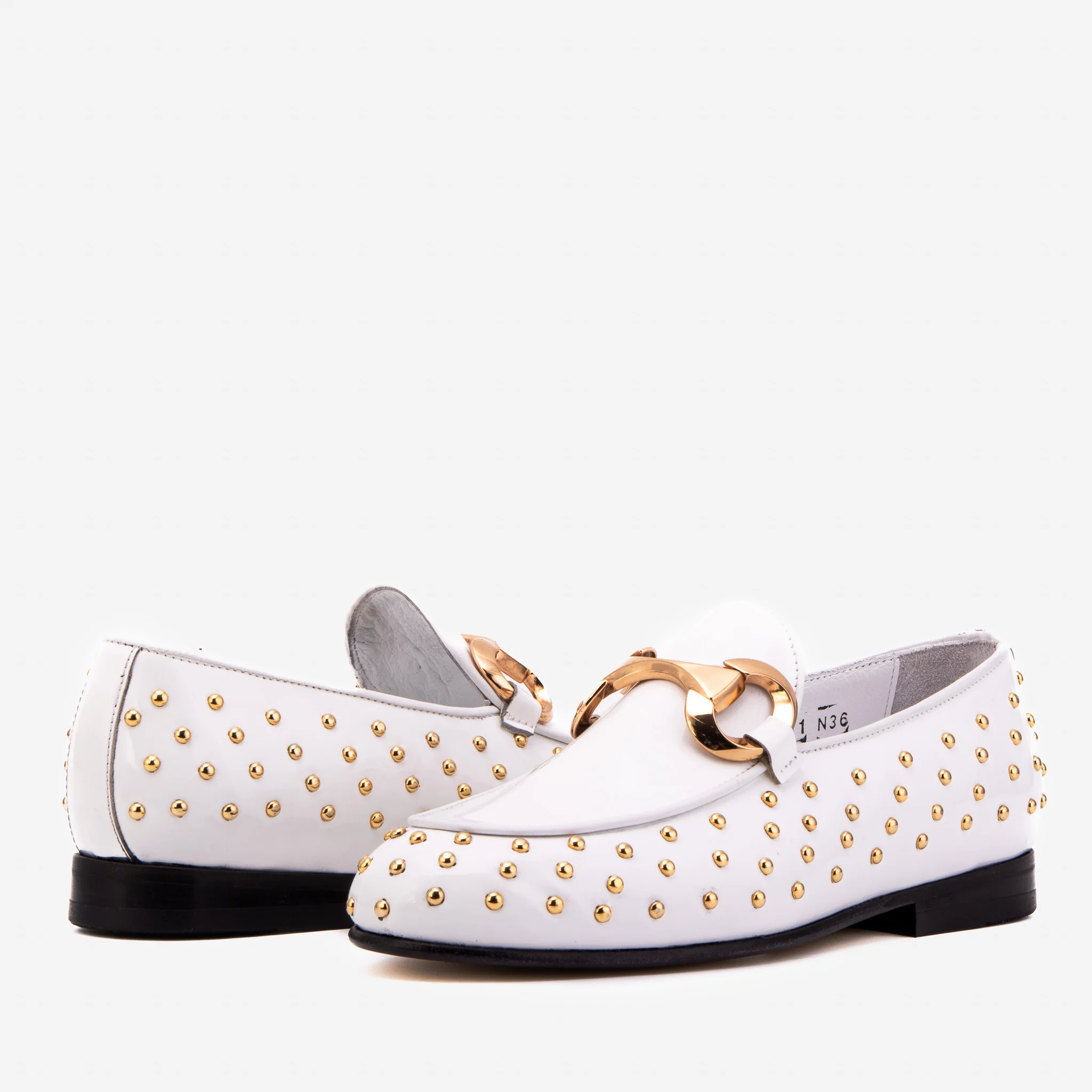 The Jupiter Shoe White Spike Leather Bit Dress Loafer Limited Edition Women Shoe - Image 4
