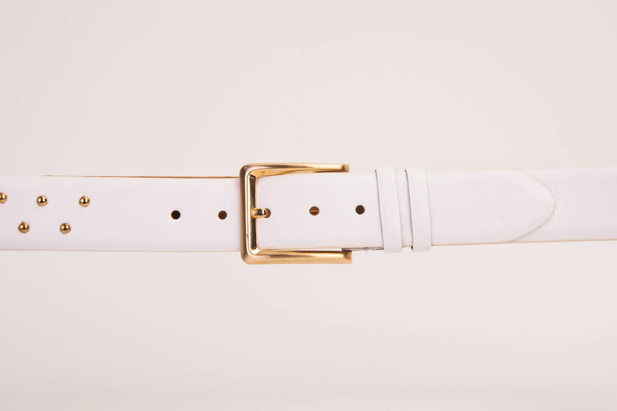 The Jupiter White Leather Spike Leather Belt - Image 2
