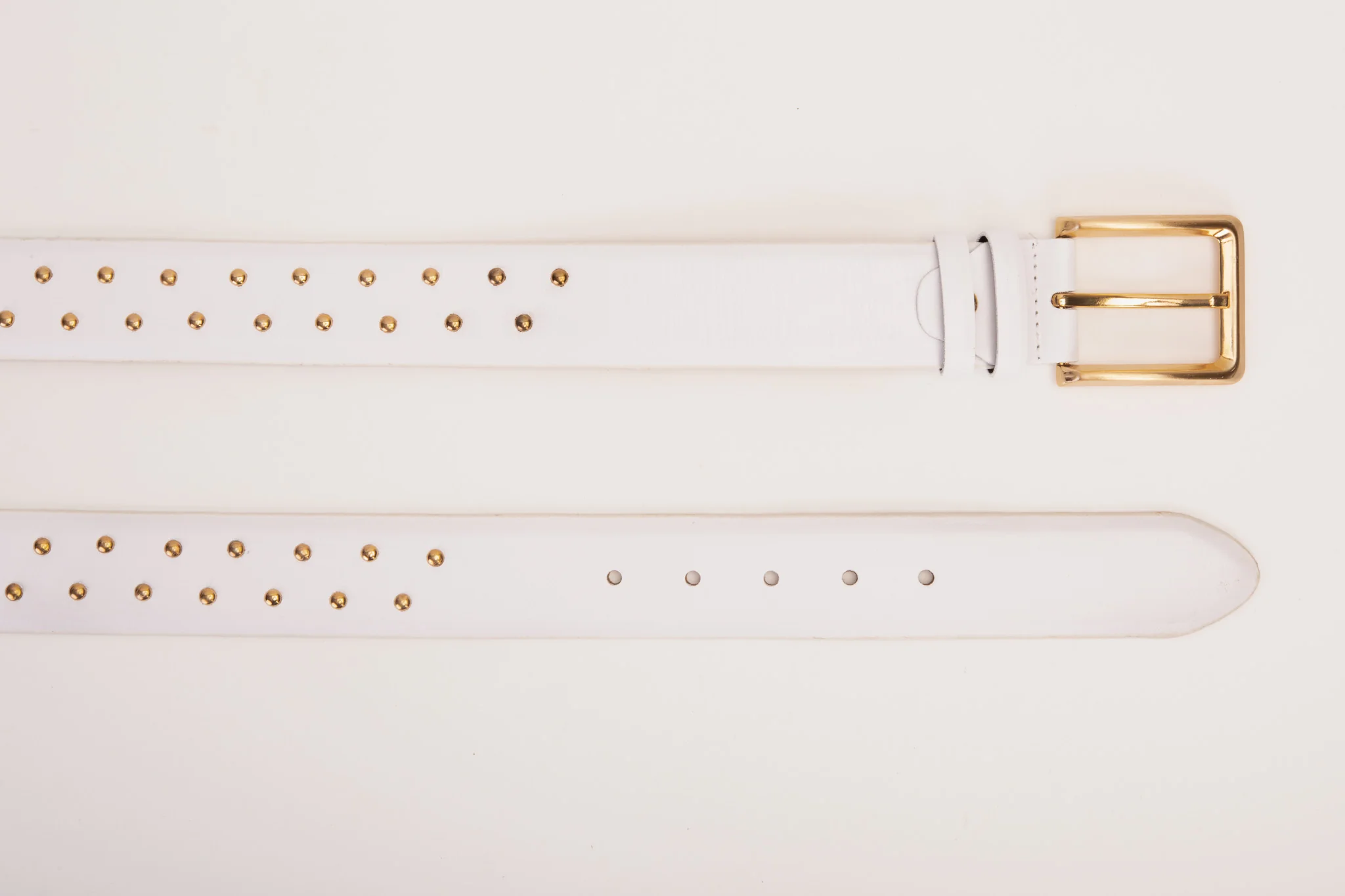 The Jupiter White Leather Spike Leather Belt - Image 3