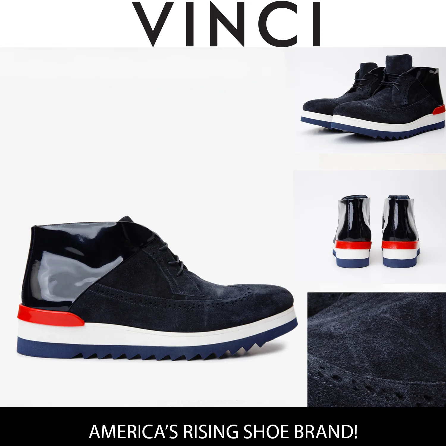 The Kagan Navy Blue Wingtip Chukka Men Sneaker Boot - Image 5