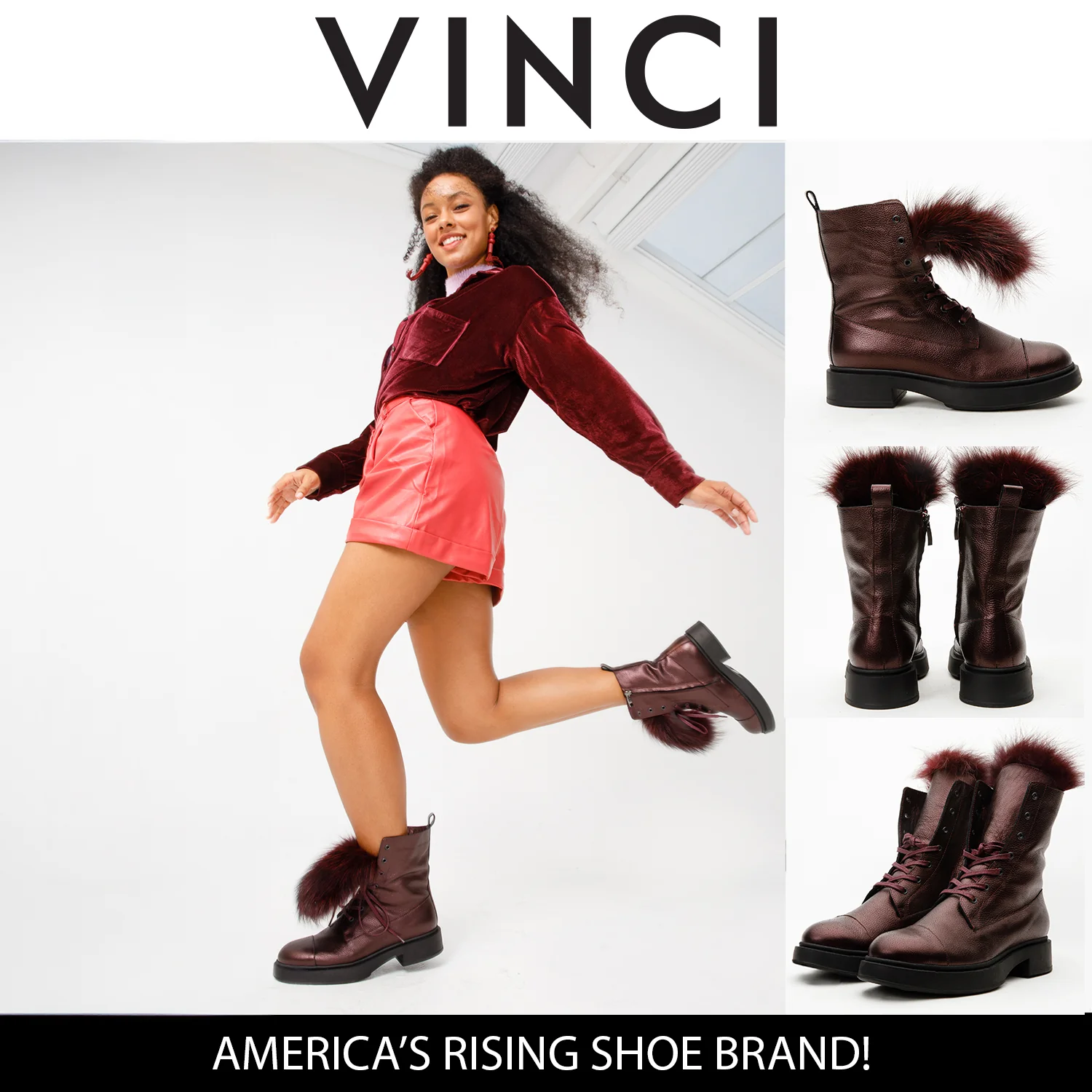 The Kajapati Burgundy Leather Natural Fur Mid Calf Women Boot - Image 27