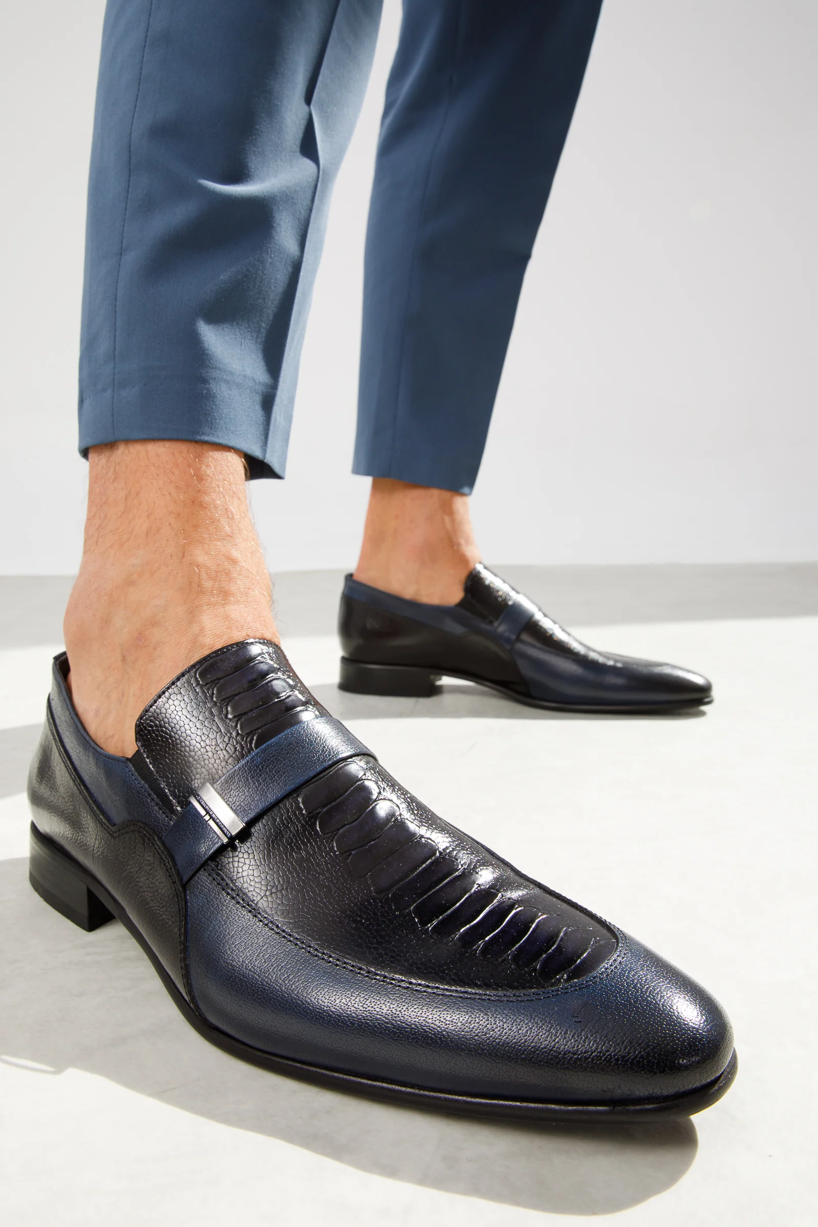 The Kazablanka Navy Leather Bit Loafer Men Shoe - Image 7