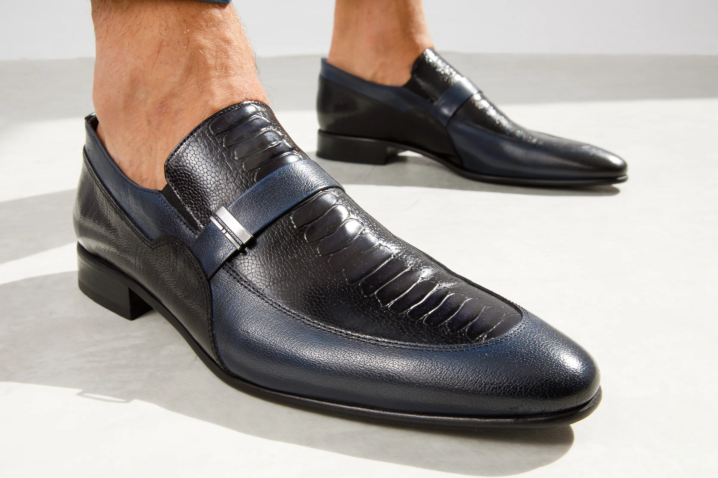 The Kazablanka Navy Leather Bit Loafer Men Shoe - Image 8