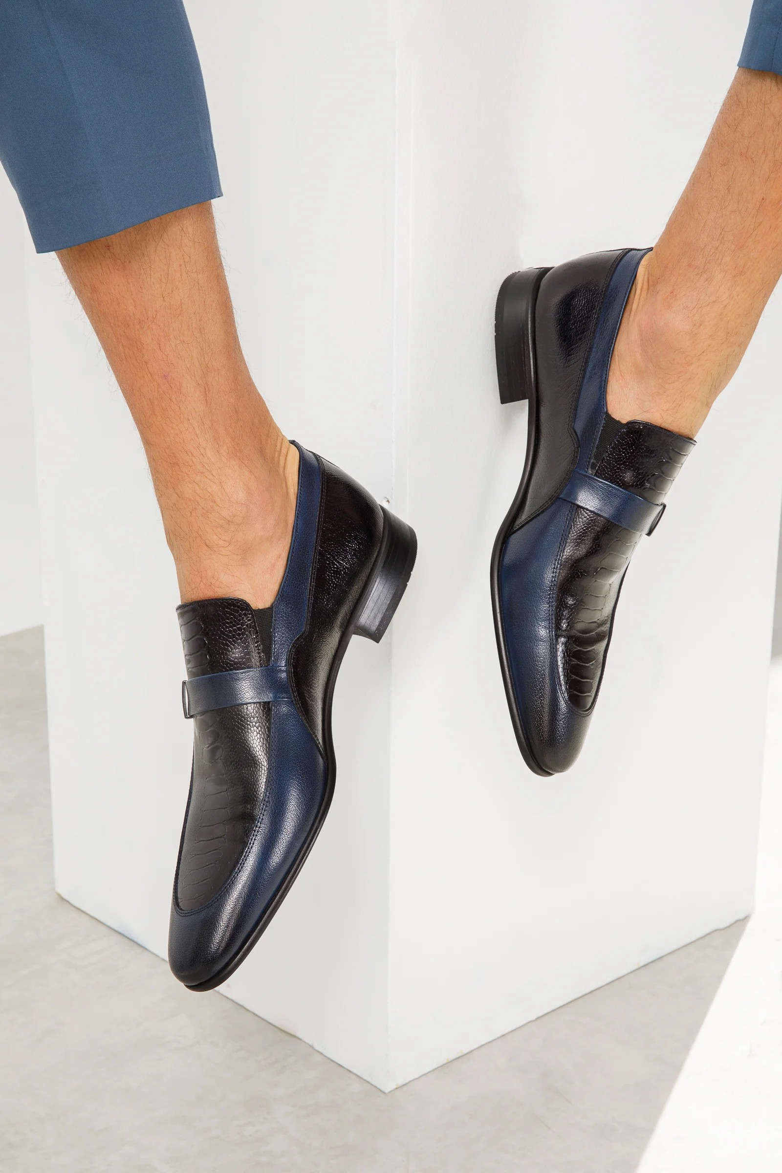 The Kazablanka Navy Leather Bit Loafer Men Shoe - Image 9