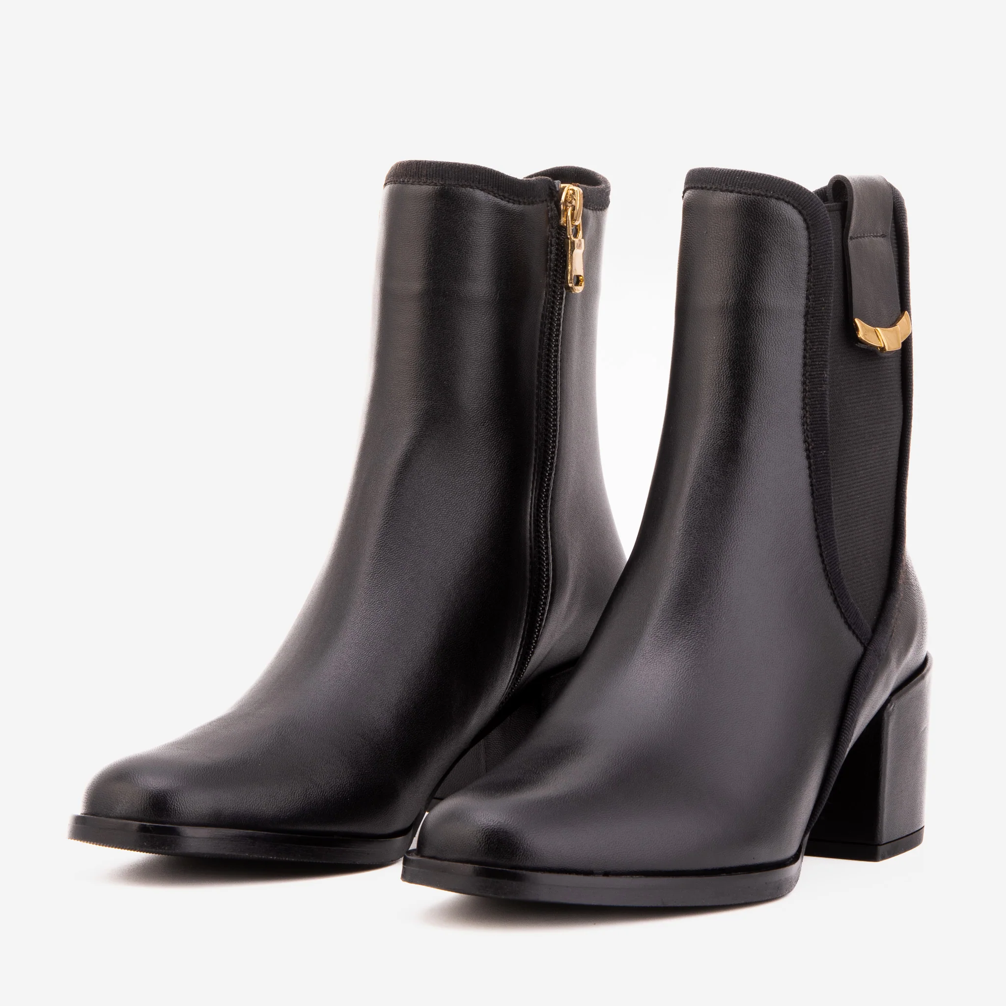 The Kensington Black Leather Block Heel Women’s Mid-Calf Boot - Image 2