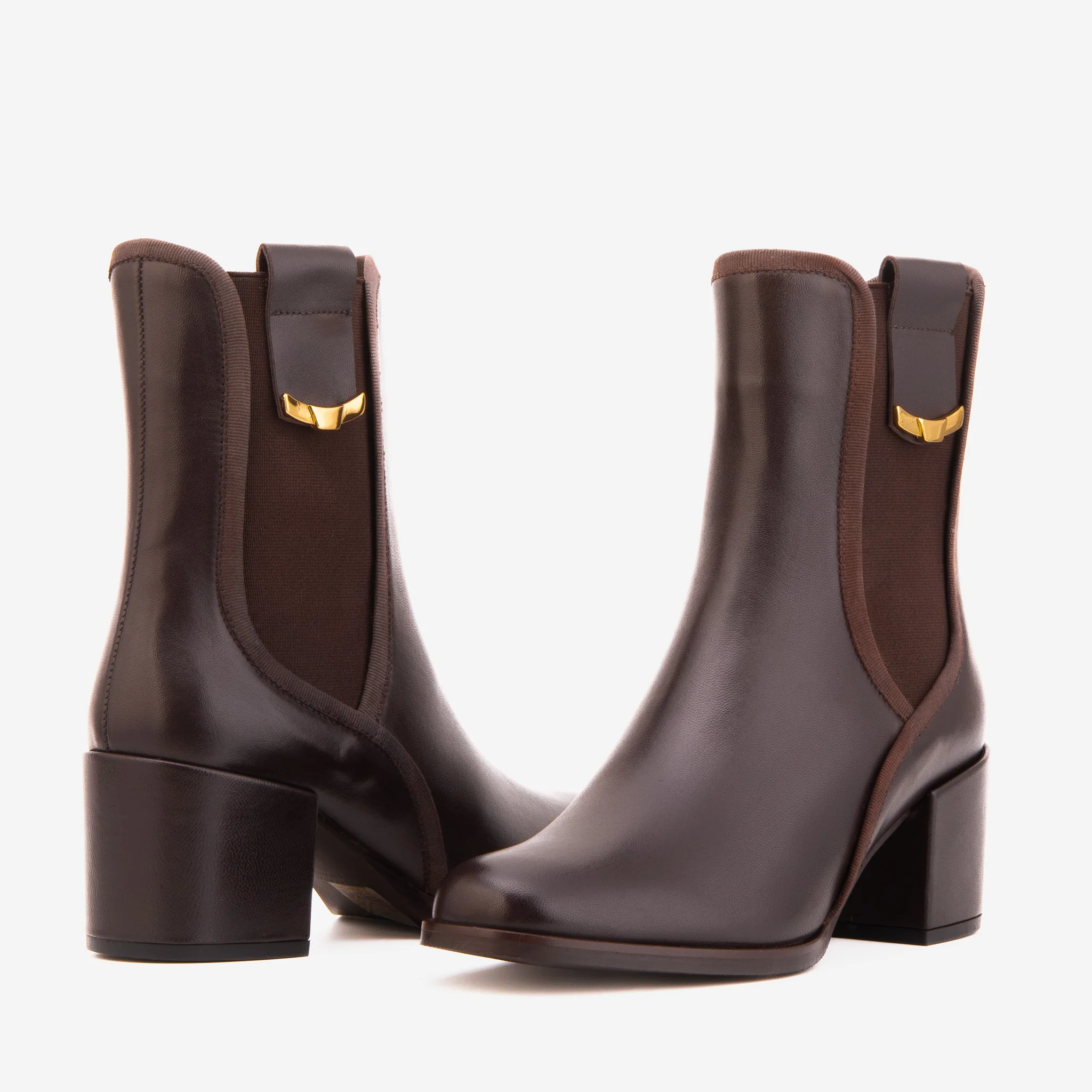 The Kensington Brown Leather Block Heel Women’s Mid-Calf Boot - Image 5
