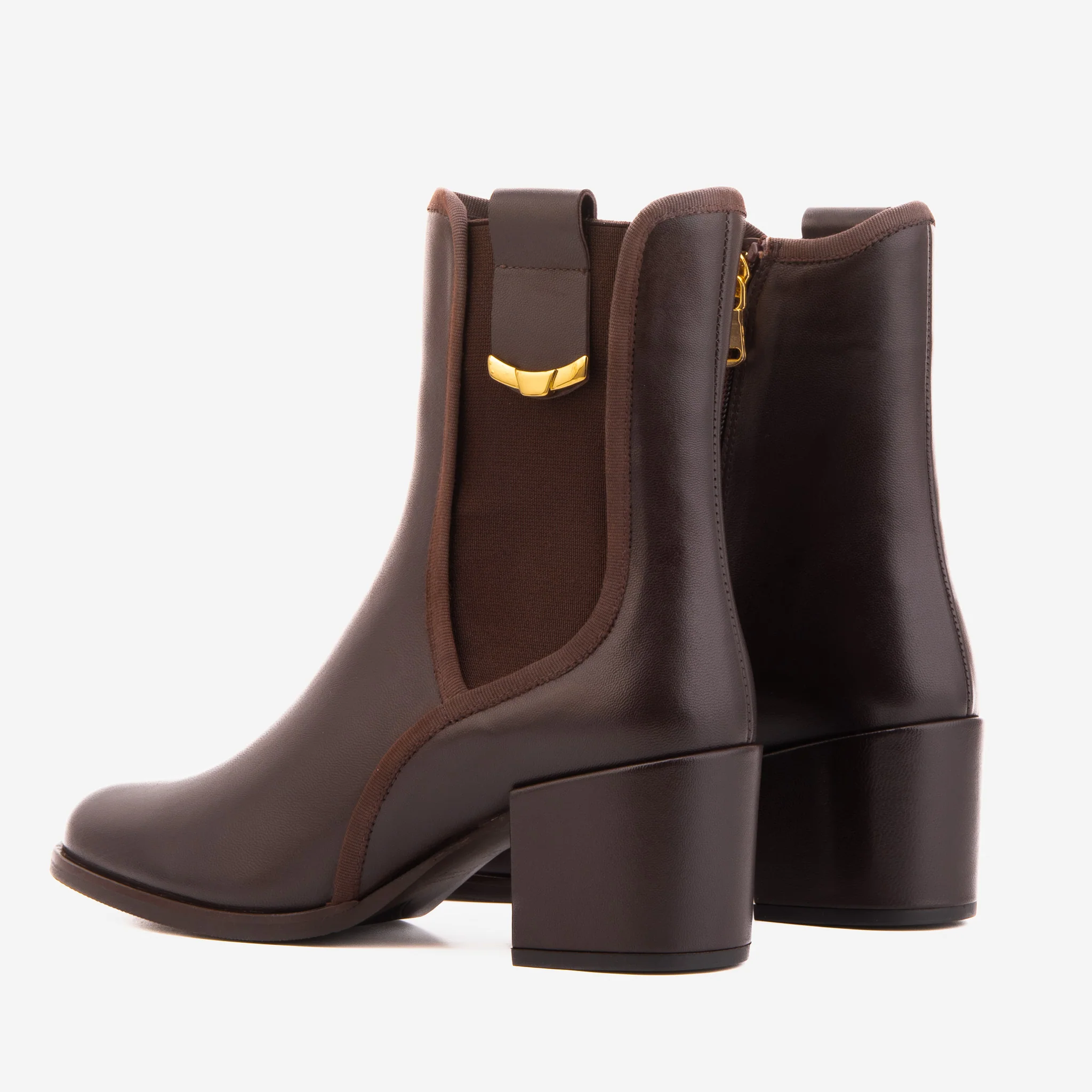 The Kensington Brown Leather Block Heel Women’s Mid-Calf Boot - Image 6
