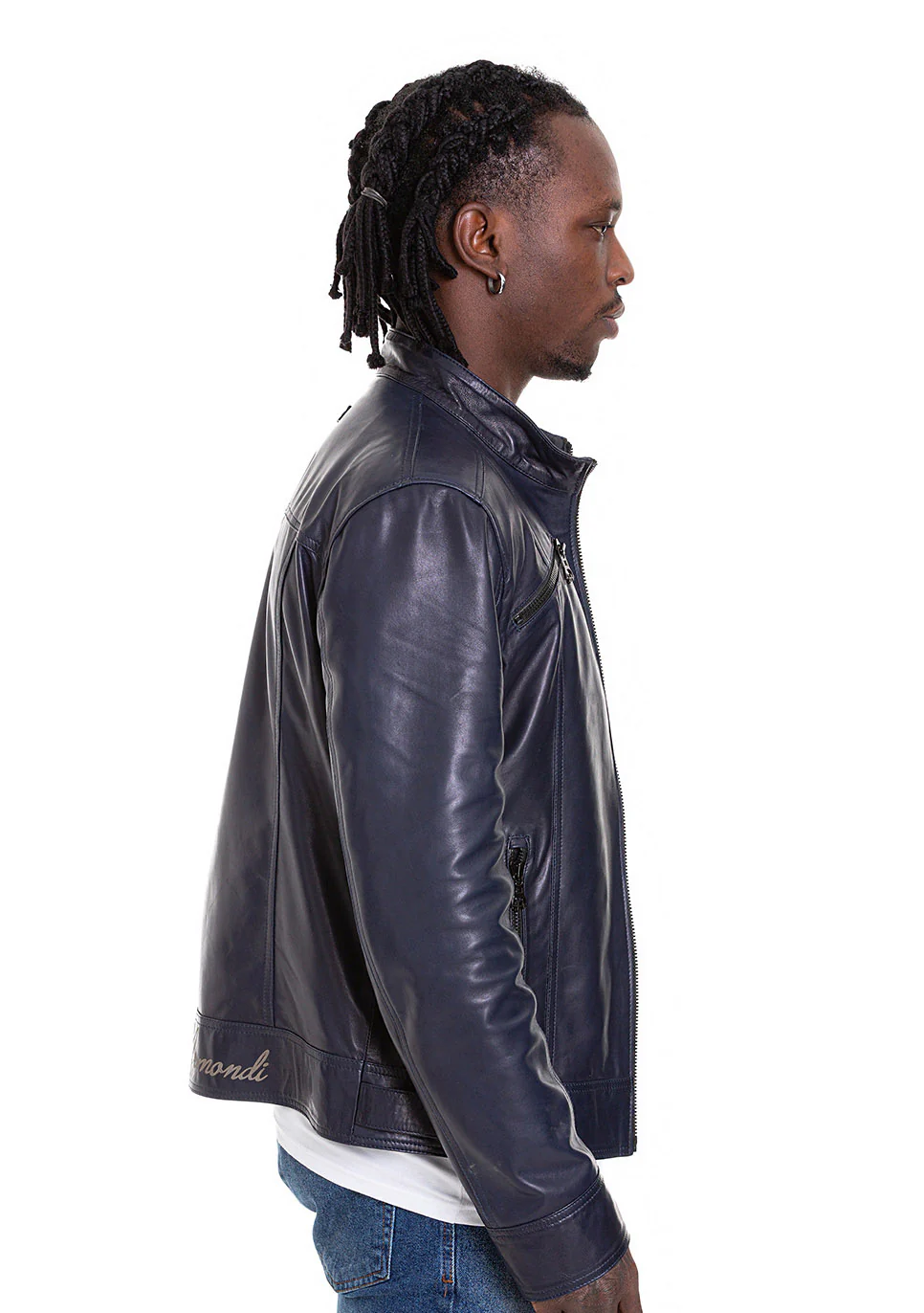The Labanon Navy Blue Leather Men Jacket - Image 2