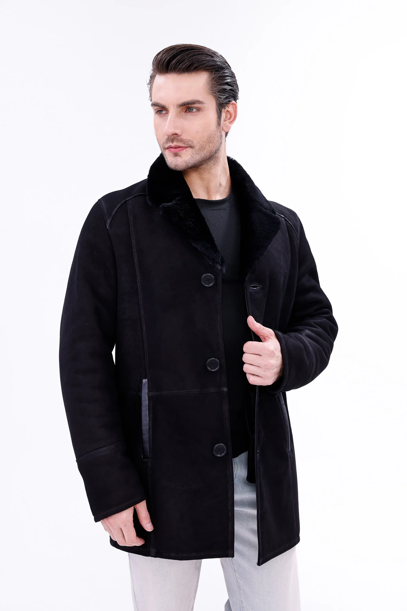 The Lariana Black Shearling Men Jacket - Image 2