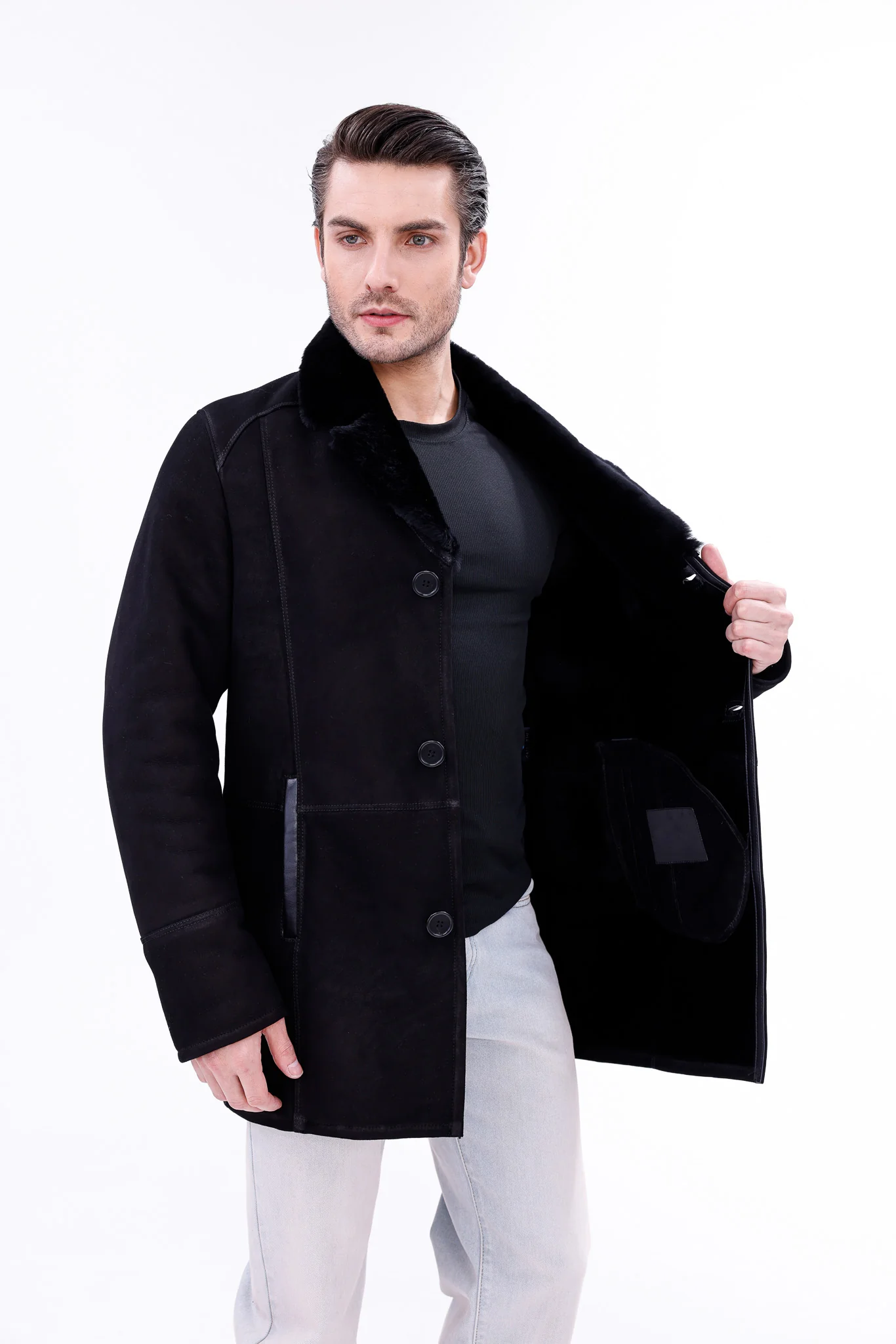 The Lariana Black Shearling Men Jacket - Image 8
