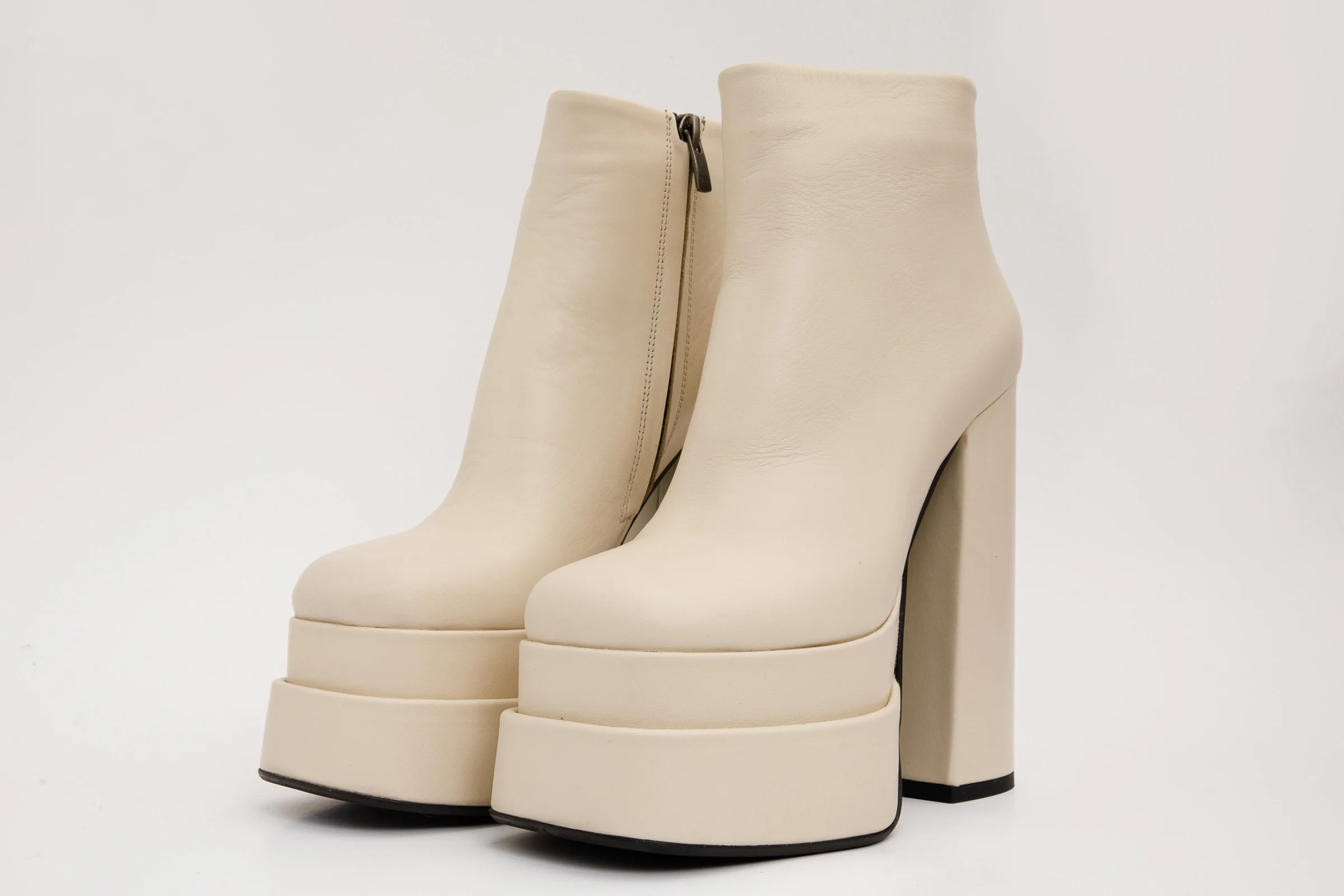 The Latino Cream Leather High Heel Women Boot Final Sale! - Image 2