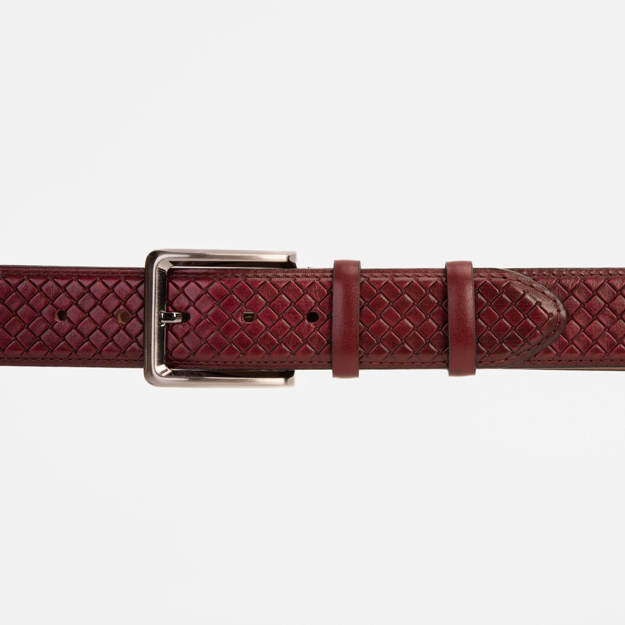 The Layla Burgundy Woven Pattern Leather Belt - Image 2