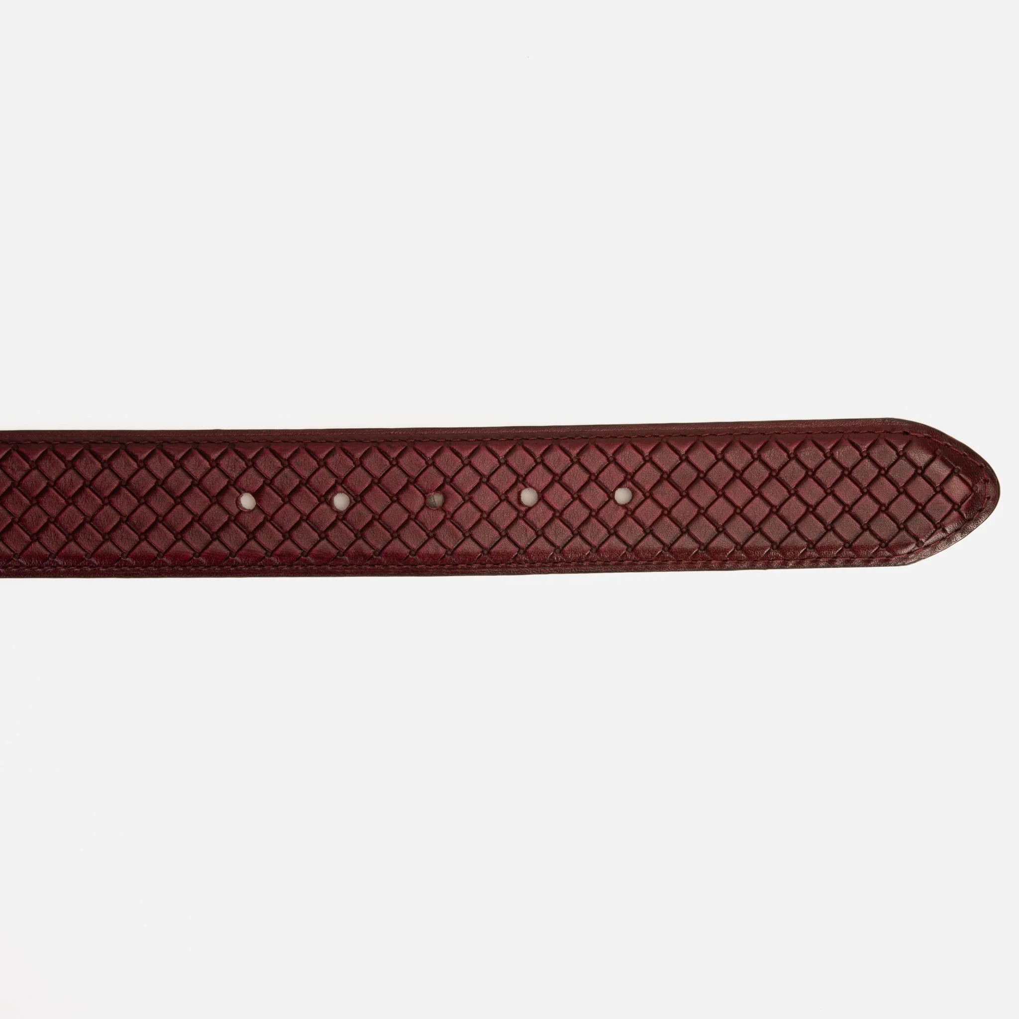 The Layla Burgundy Woven Pattern Leather Belt - Image 3