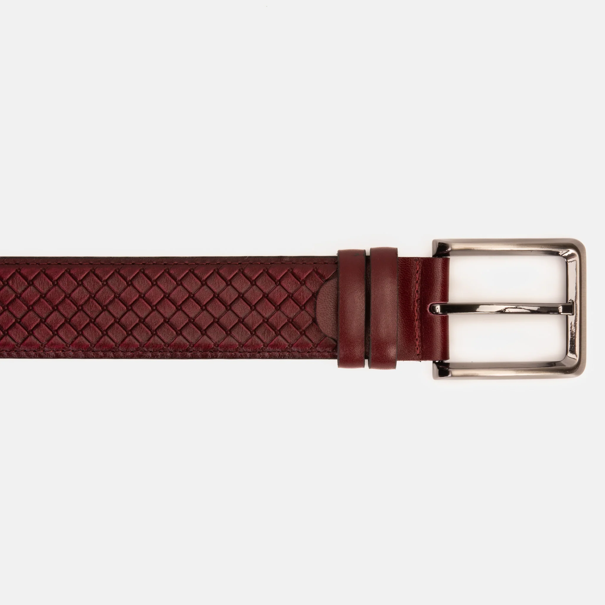 The Layla Burgundy Woven Pattern Leather Belt - Image 4