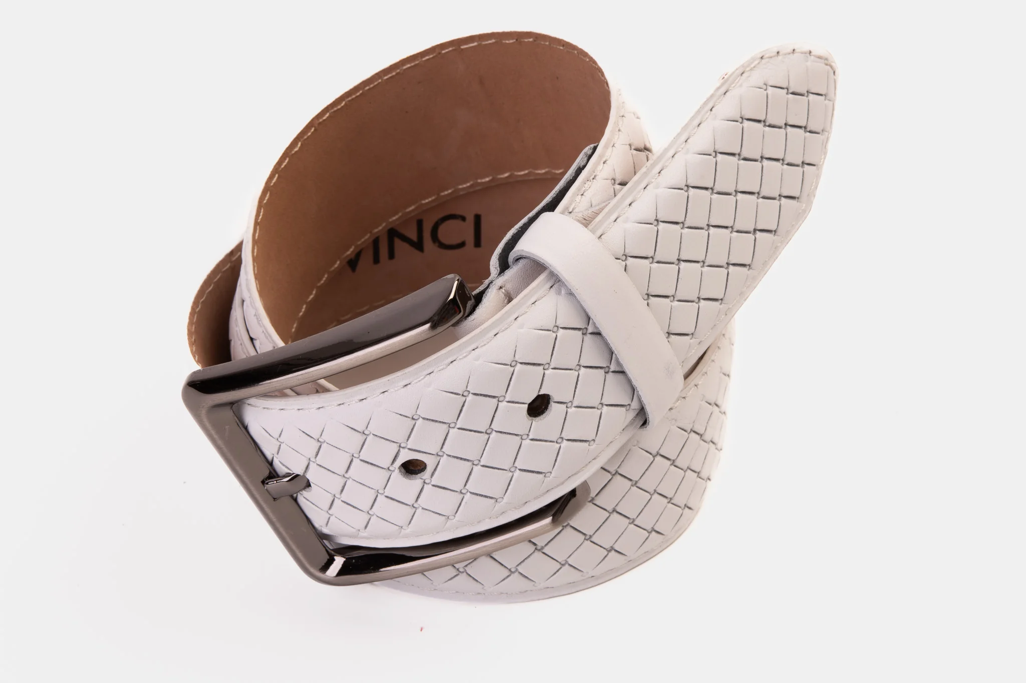 The Layla White Woven Leather Belt - Image 6