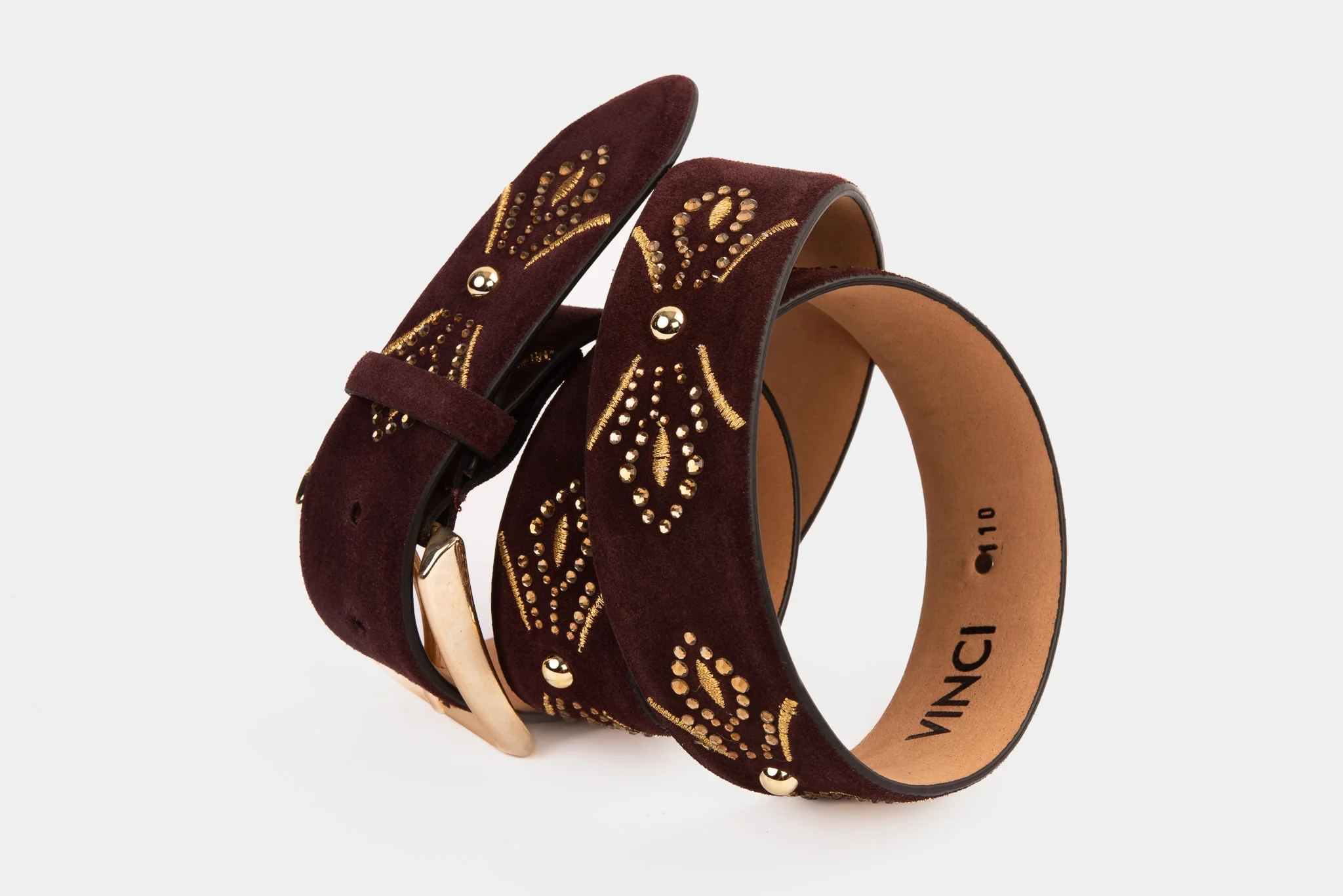 The Lazio Burgundy  Suede Leather Belt - Image 5