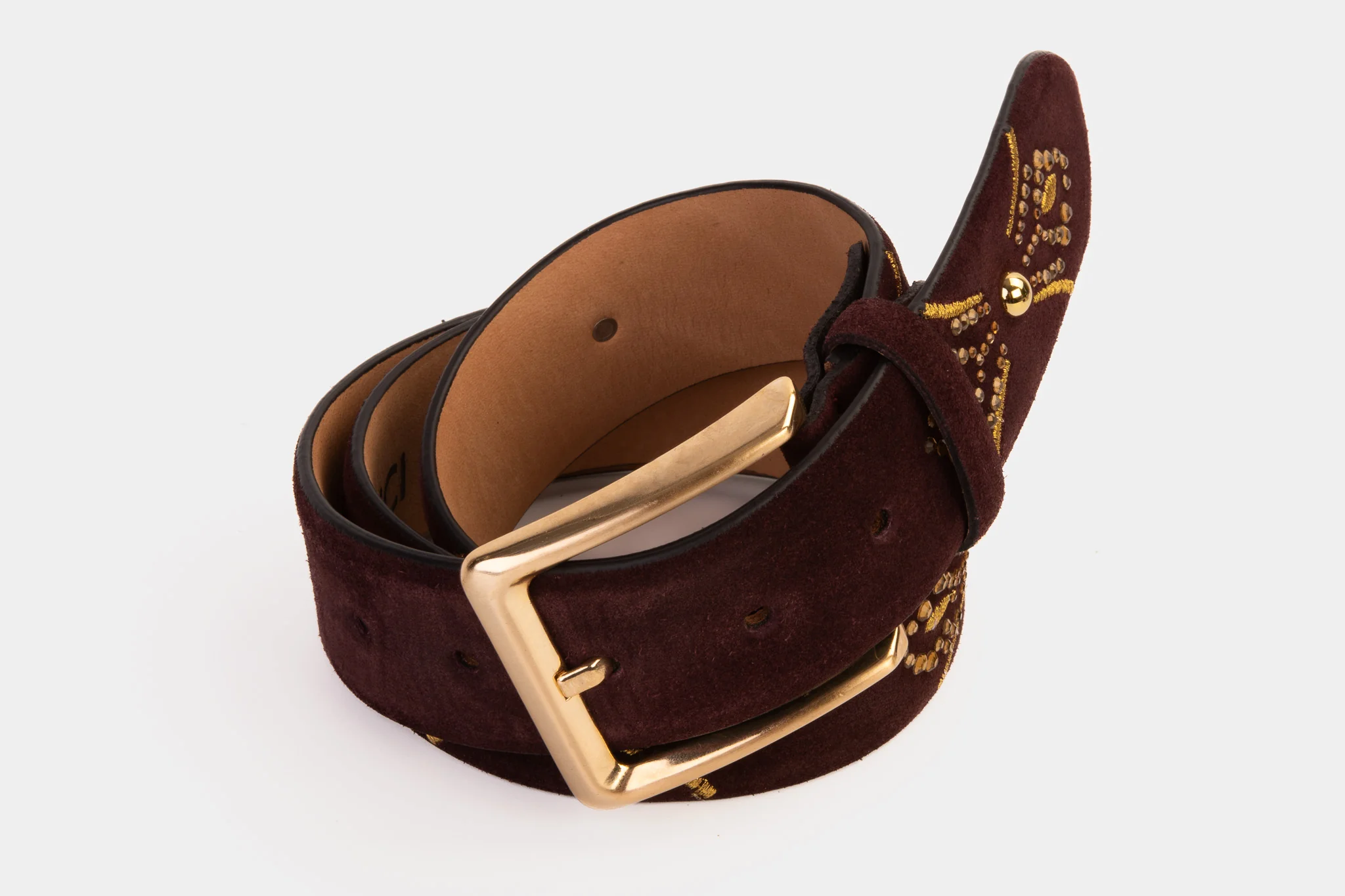 The Lazio Burgundy  Suede Leather Belt - Image 6