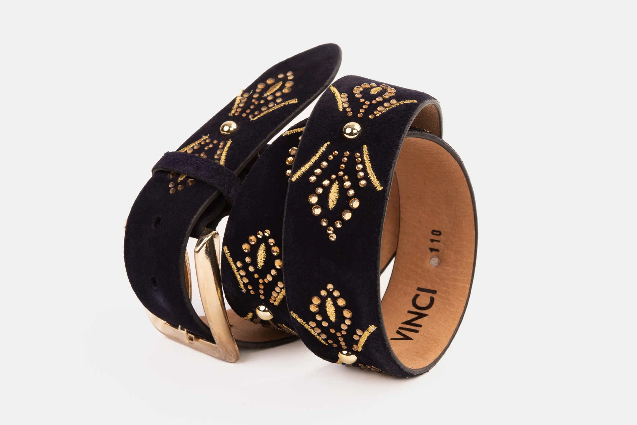 The Lazio Navy Blue Suede Leather Belt - Image 6