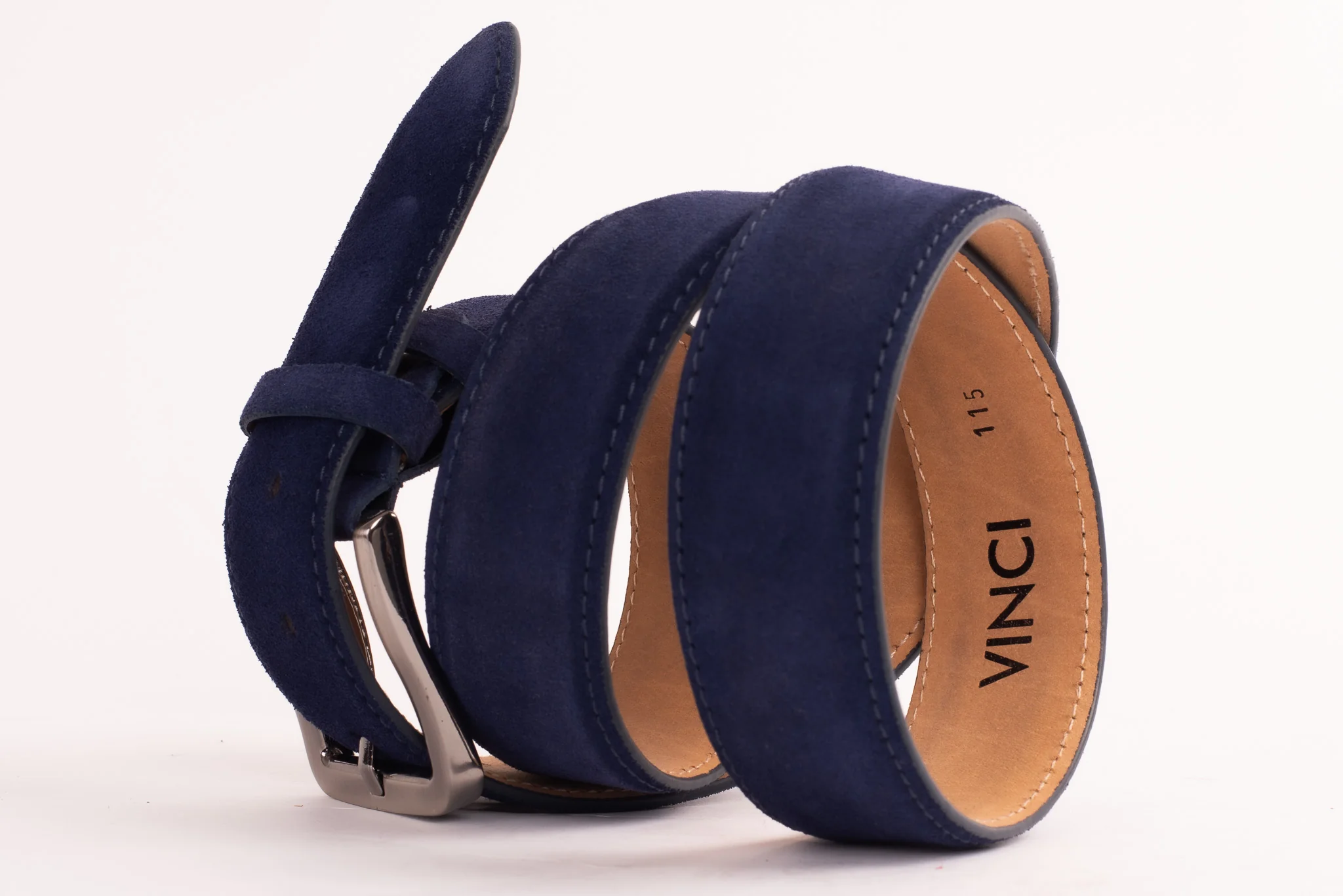 The Bari Navy Suede Leather Belt - Image 3