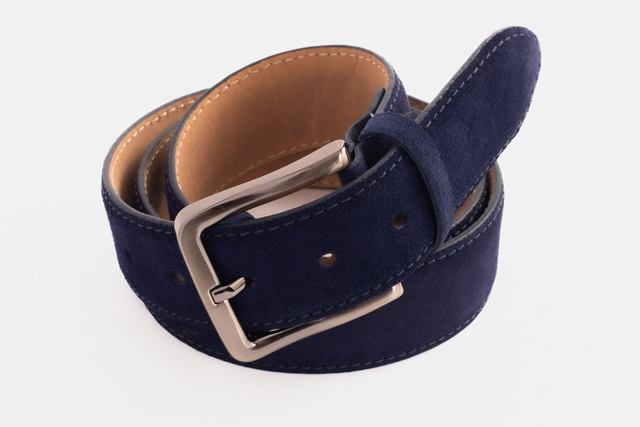 The Bari Navy Suede Leather Belt - Image 4