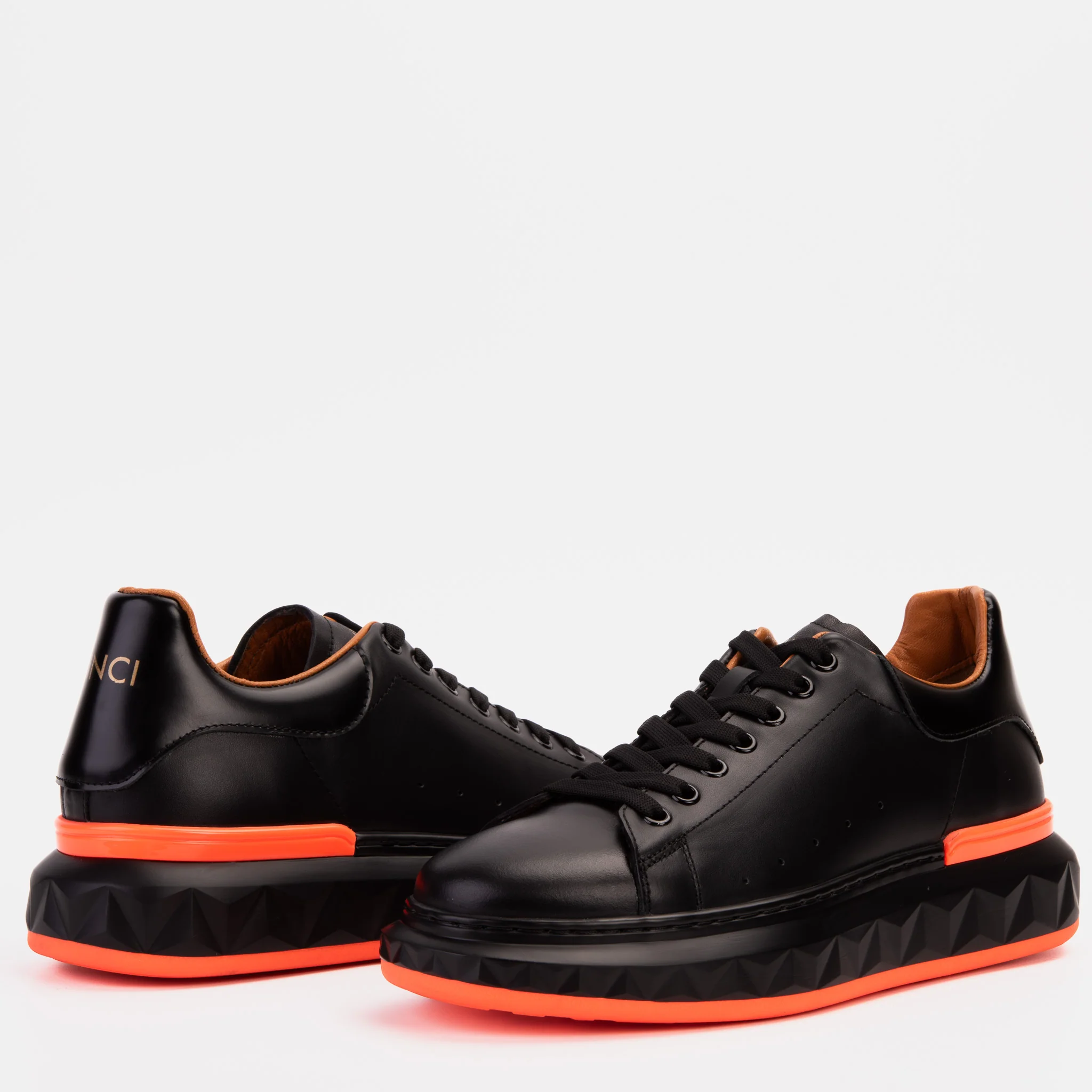 The Linq Black & Orange Leather Men Sneaker - Image 5