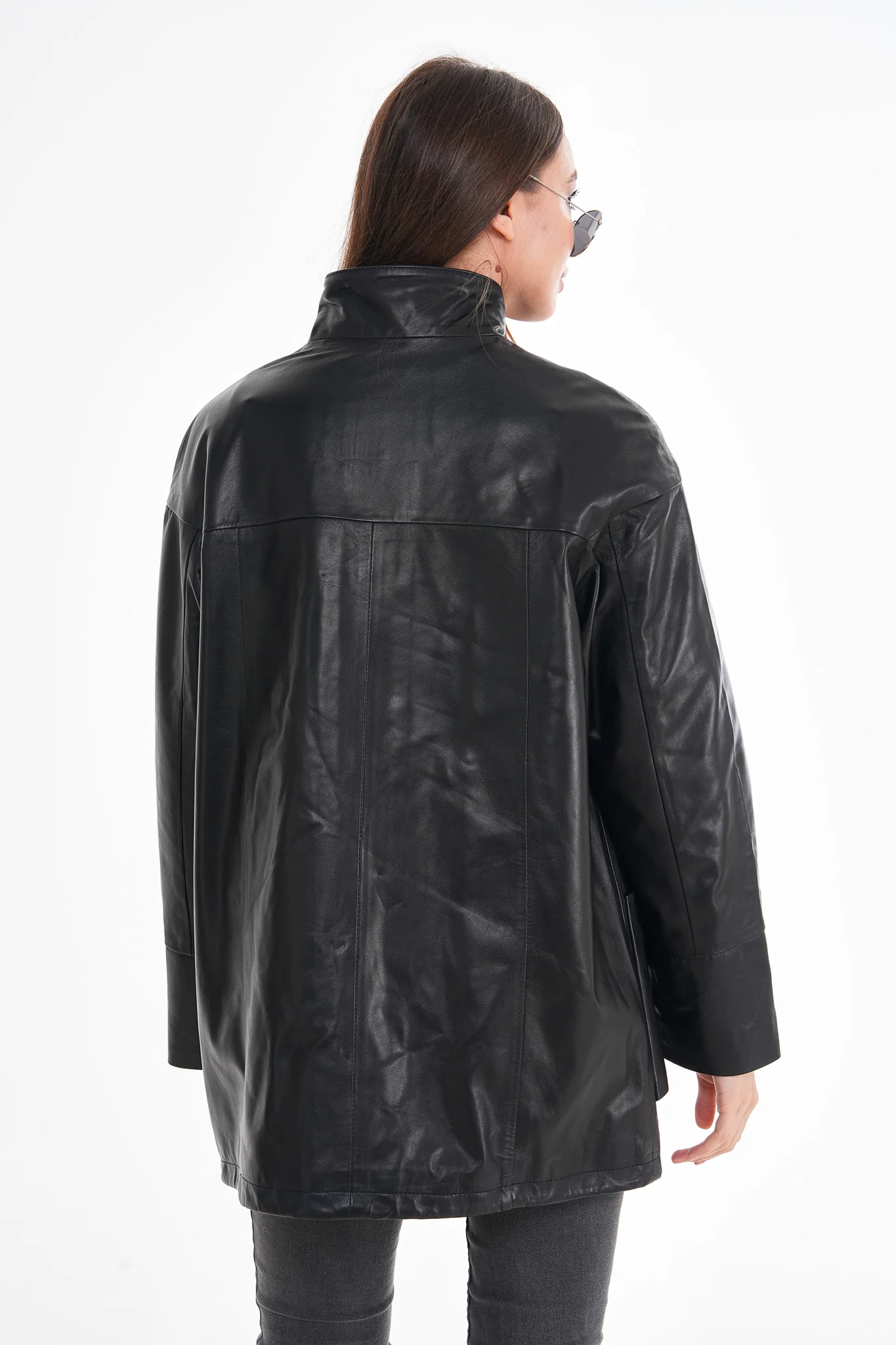 The Lioara Black Leather Women Jacket - Image 4