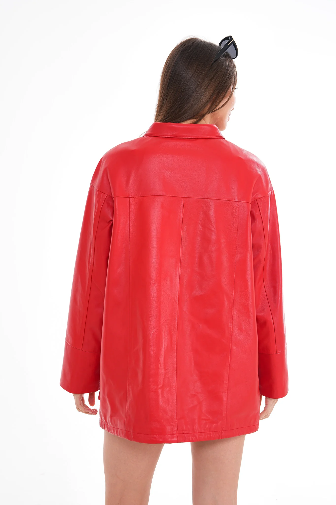 The Lioara Red Leather Women Jacket - Image 4