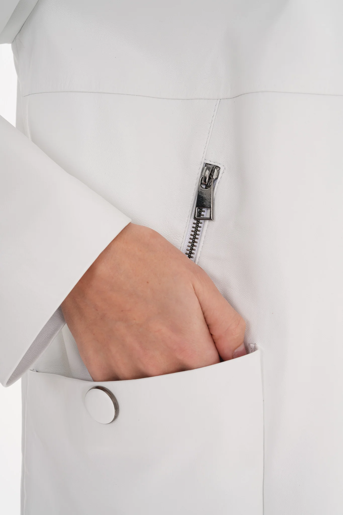 The Liora White Leather Women Jacket - Image 5