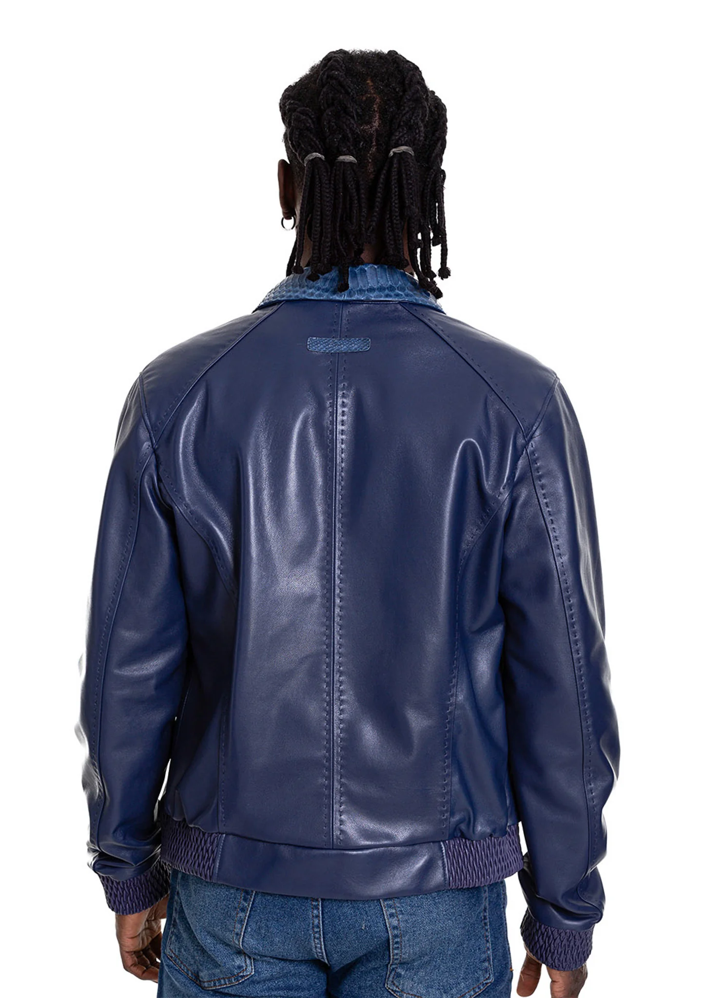 The Lopera Pythn Navy Blue Leather Men Jacket - Image 3
