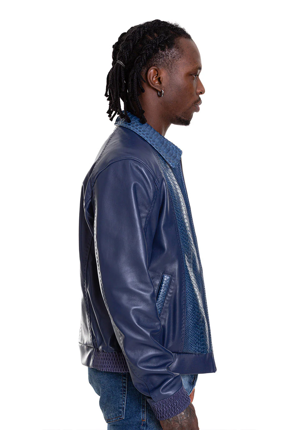 The Lopera Pythn Navy Blue Leather Men Jacket - Image 5