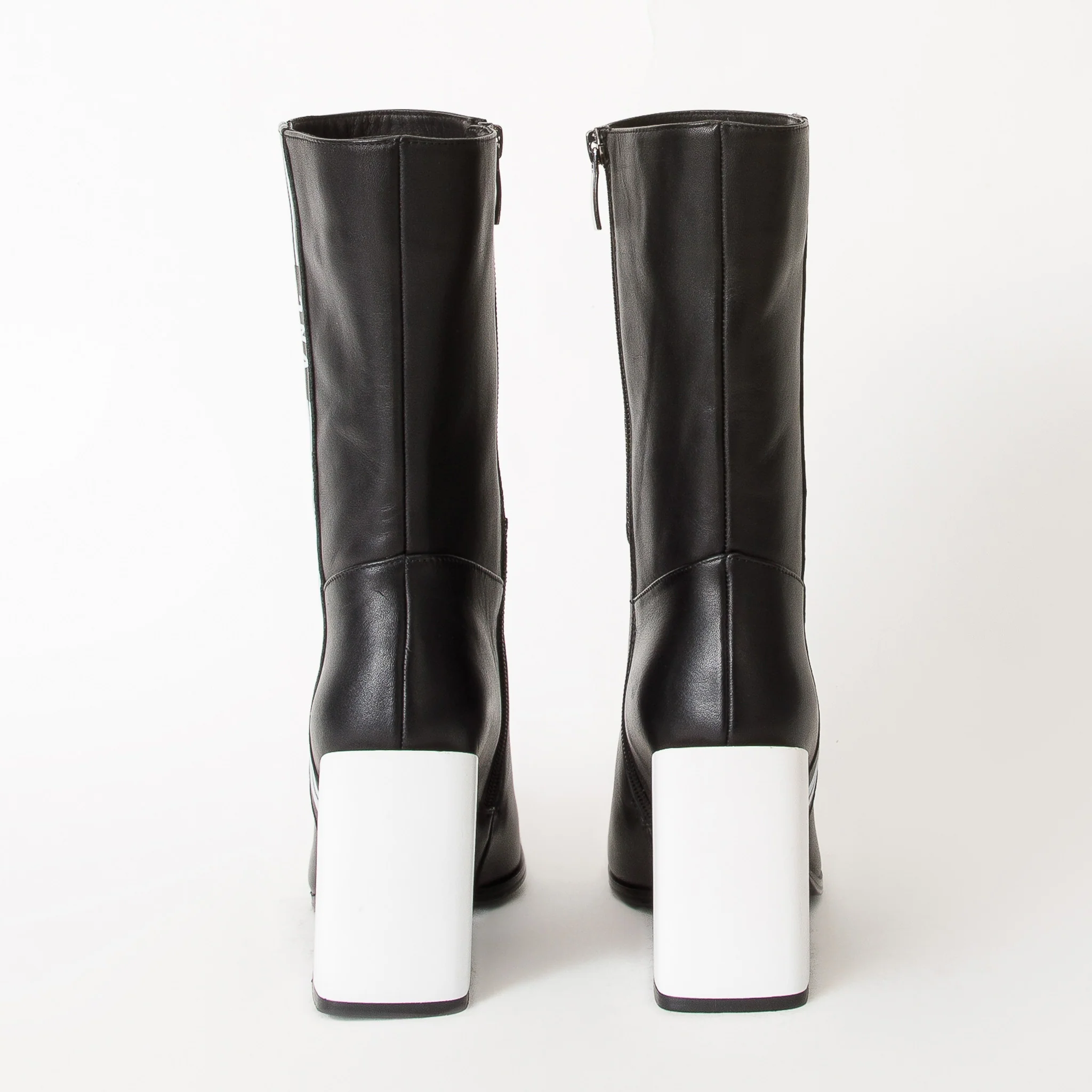 The Loretto Black Leather Block Heel Mid Calf Women Boot - Image 4