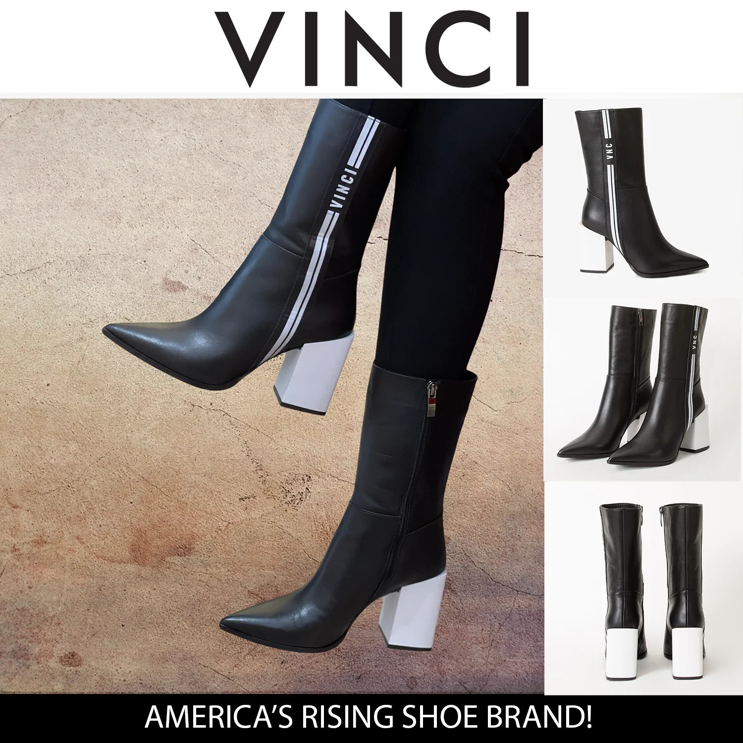 The Loretto Black Leather Block Heel Mid Calf Women Boot - Image 7