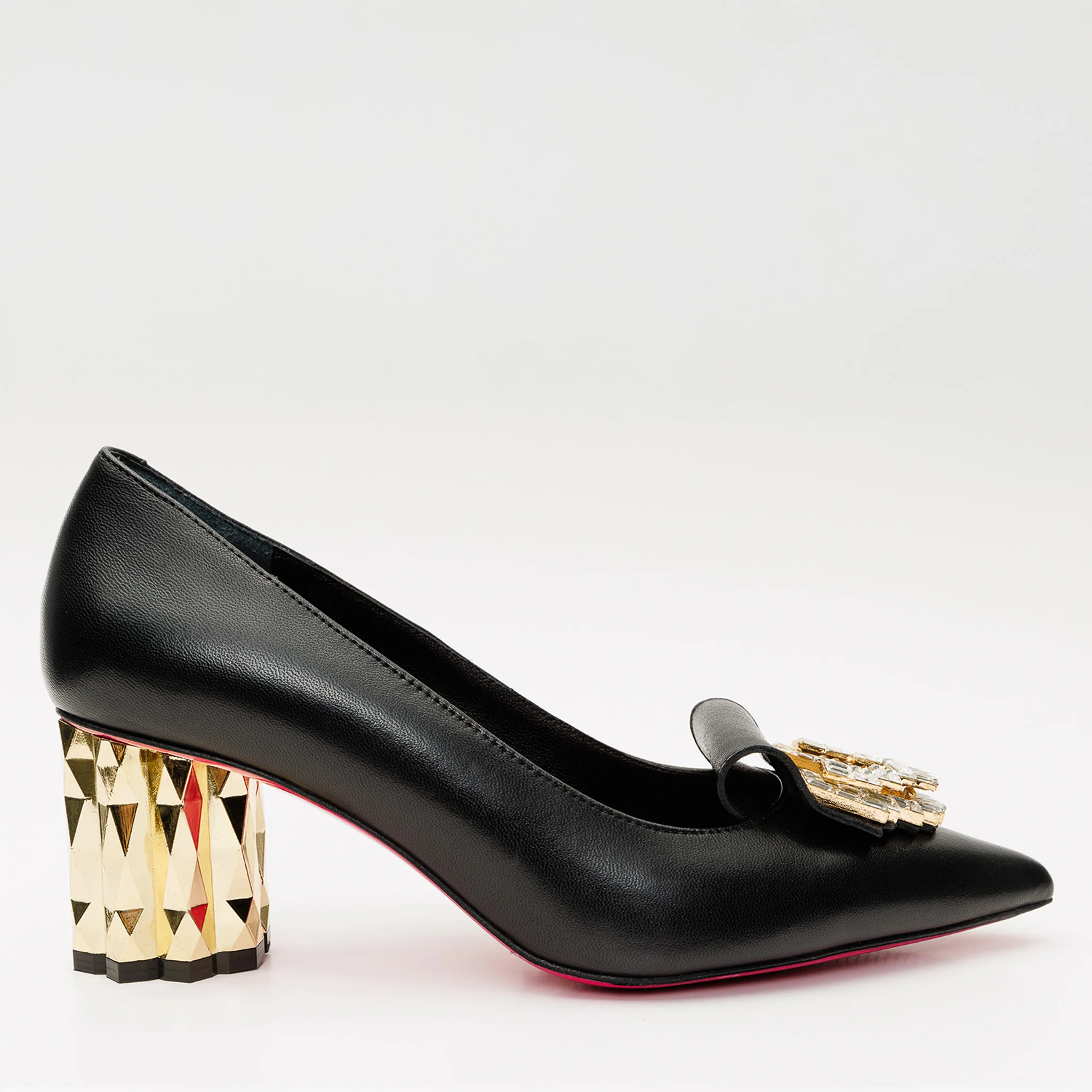 The Love Black Leather Block Heel Pump Women Shoe - Image 2