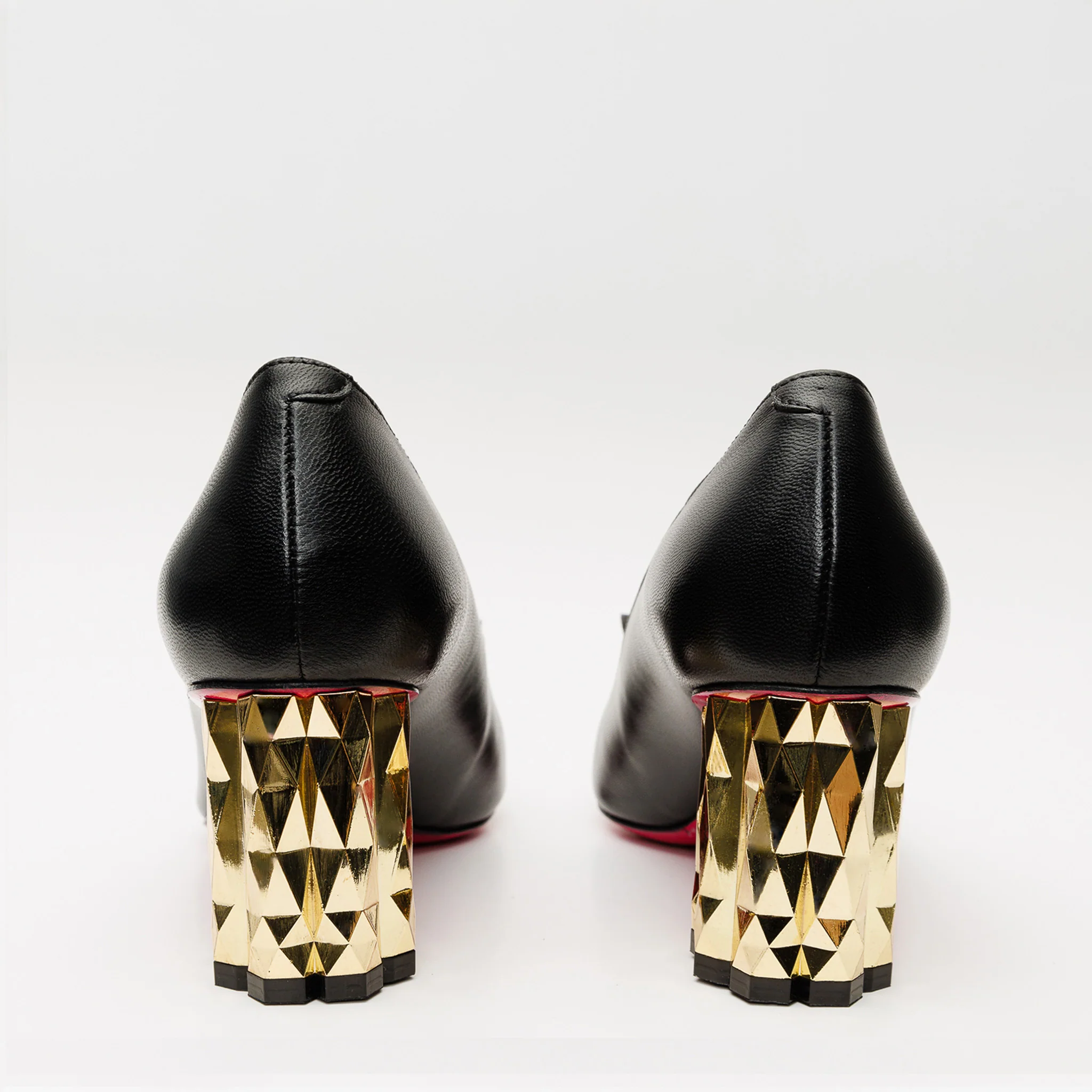 The Love Black Leather Block Heel Pump Women Shoe - Image 5