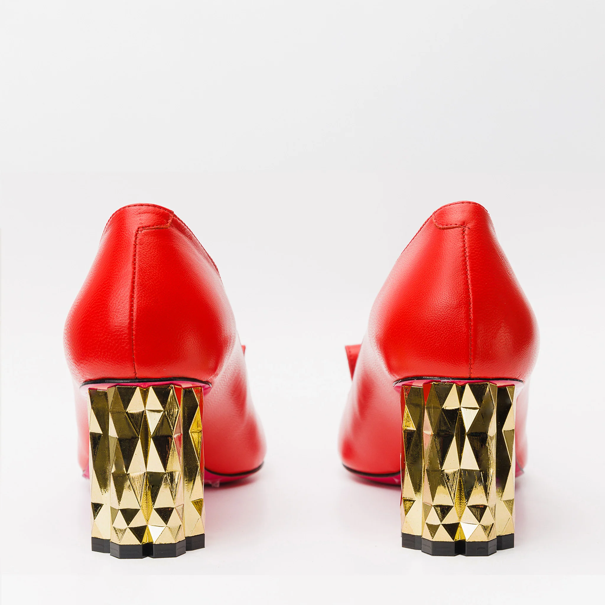 The Love Red Leather Block Heel Pump Women Shoe - Image 4