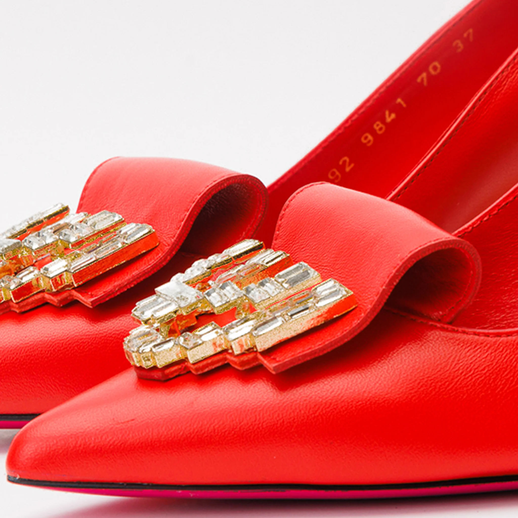 The Love Red Leather Block Heel Pump Women Shoe - Image 5