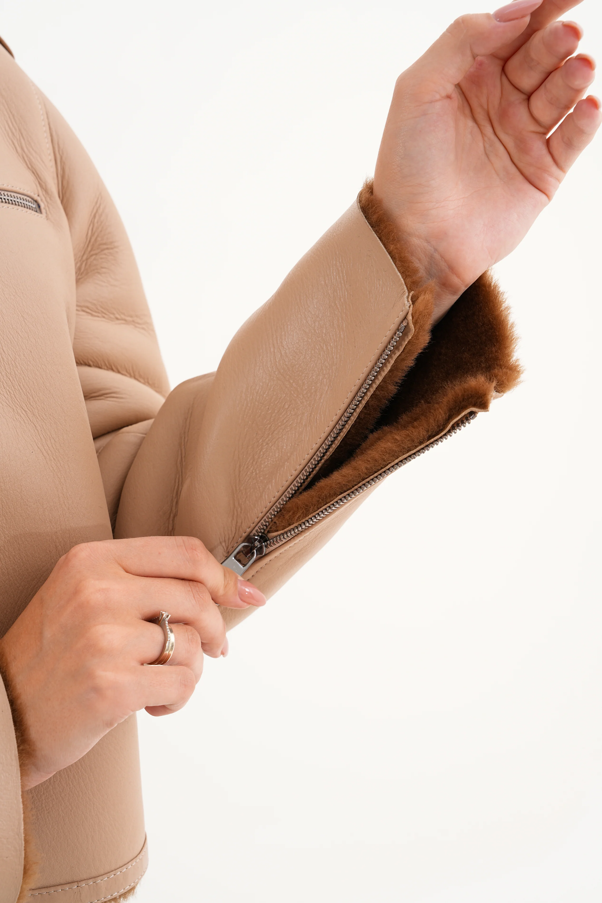 The Lucerne Tan Shearling-Lined Leather Women Jacket - Image 4